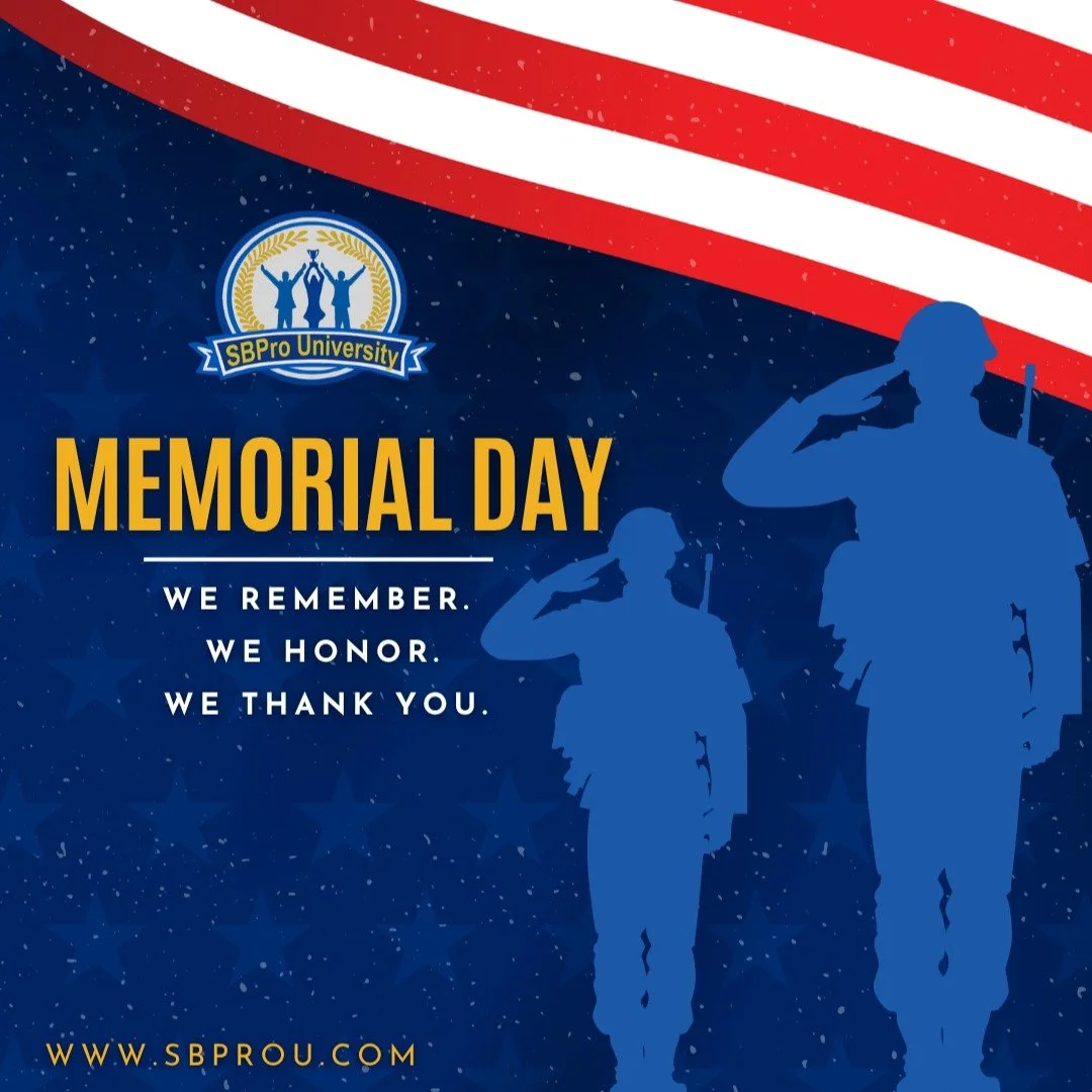 Today, we honor and remember the brave men and women who served and sacrificed. 

Wishing everyone a meaningful Memorial Day.

#MemorialDay #HonorAndRemember #SBProUniversity