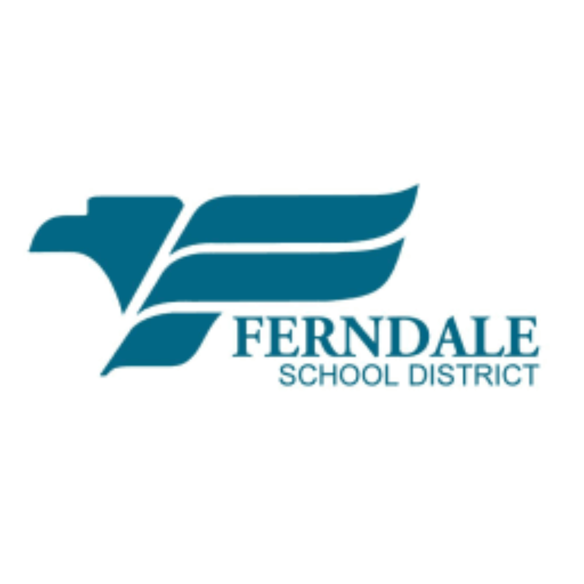 Logo of Ferndale School District with an abstract eagle graphic above the text.