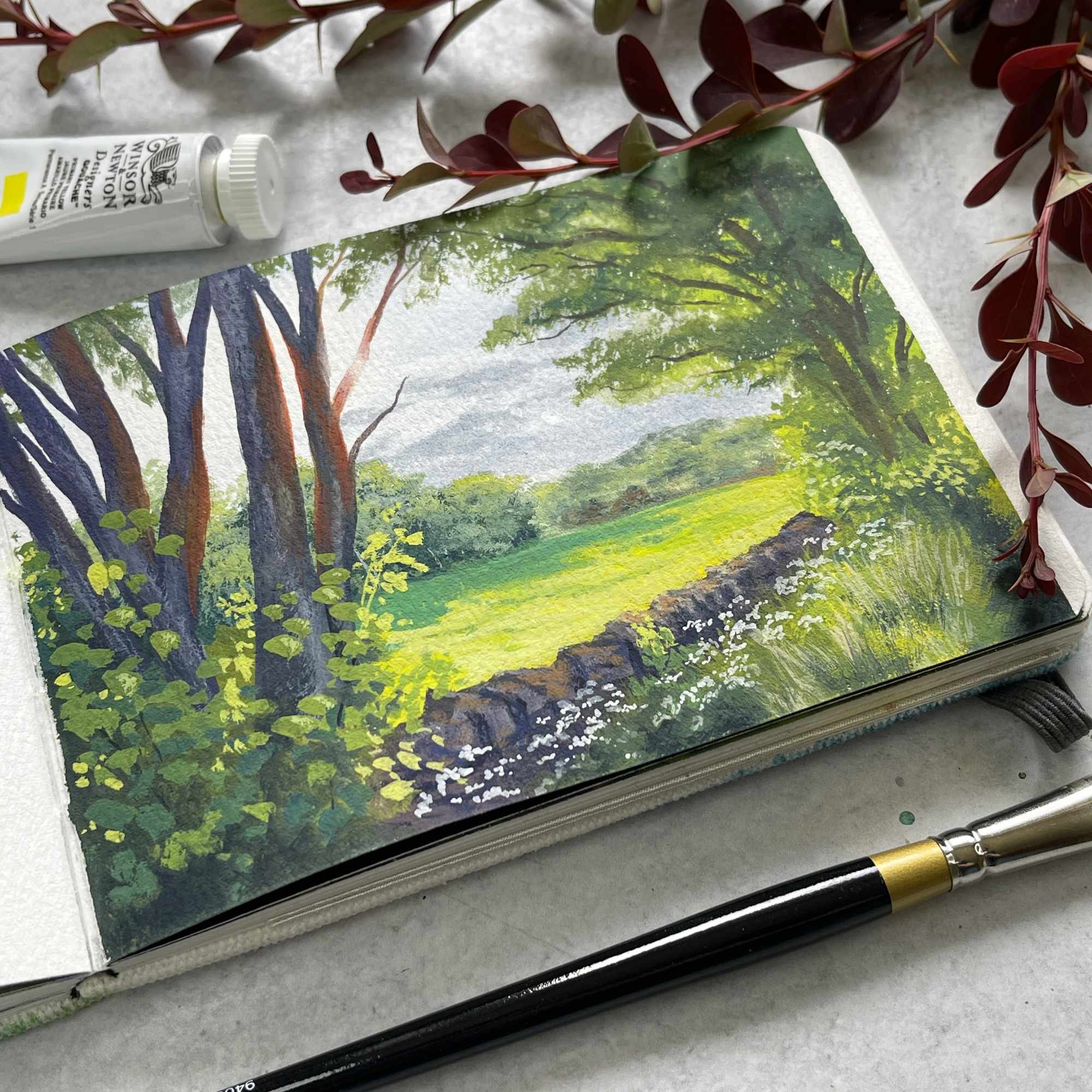 Gouache Landscape Painting Tutorial