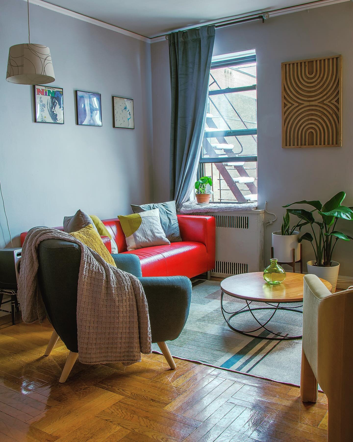 I love an eclectic space. Adding pops of color to a neutral color palette  makes a space appear larger. It adds depth to the feel of the space. Mixing square shapes and rounded edges also adds a unique characteristic and guaranteeing that a space won
