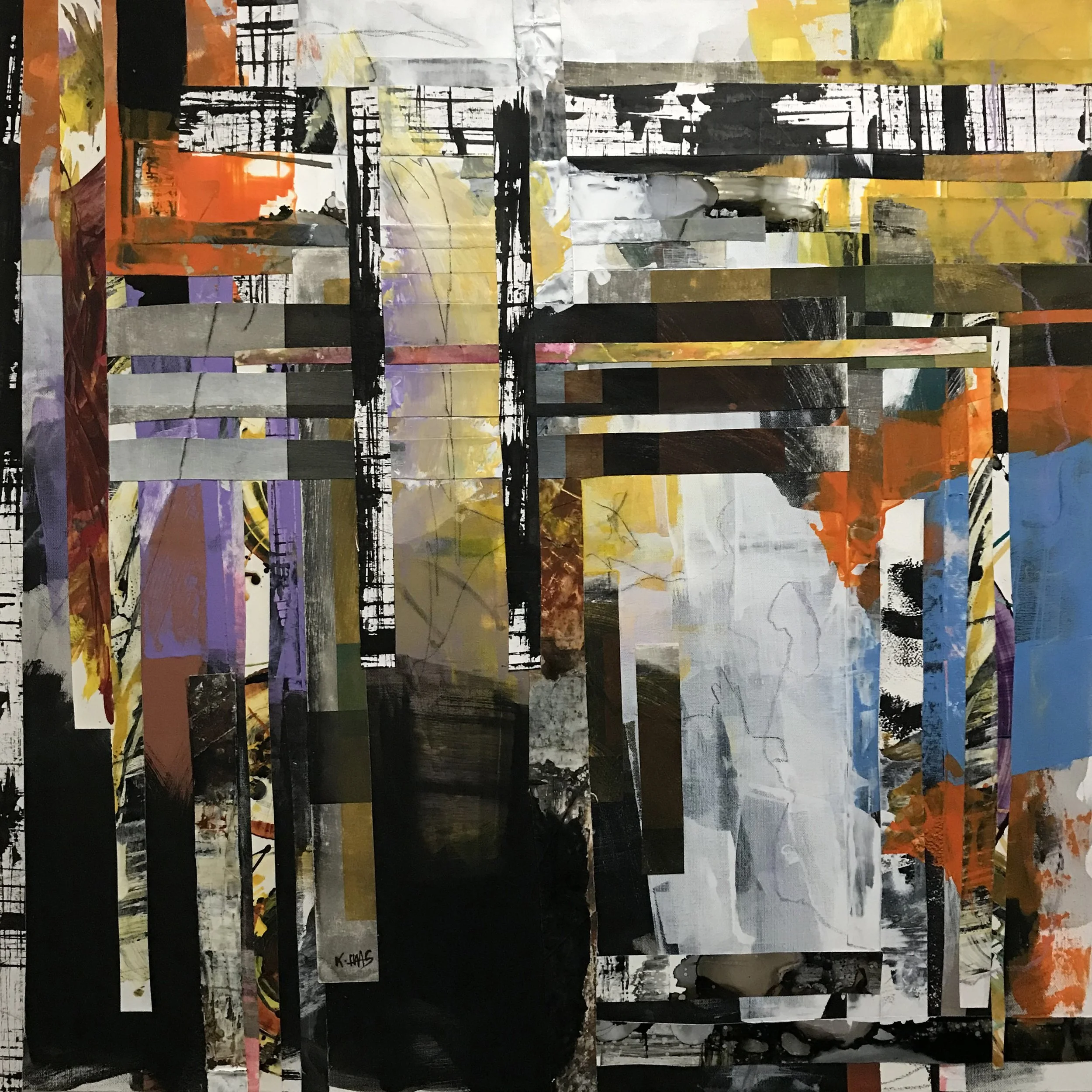 Pretty As Me, Disjointed Reality, 36" x 36,"  Oil, Acrylic, Ink, Graphite, Mixed Media Paper On Canvas, 2023