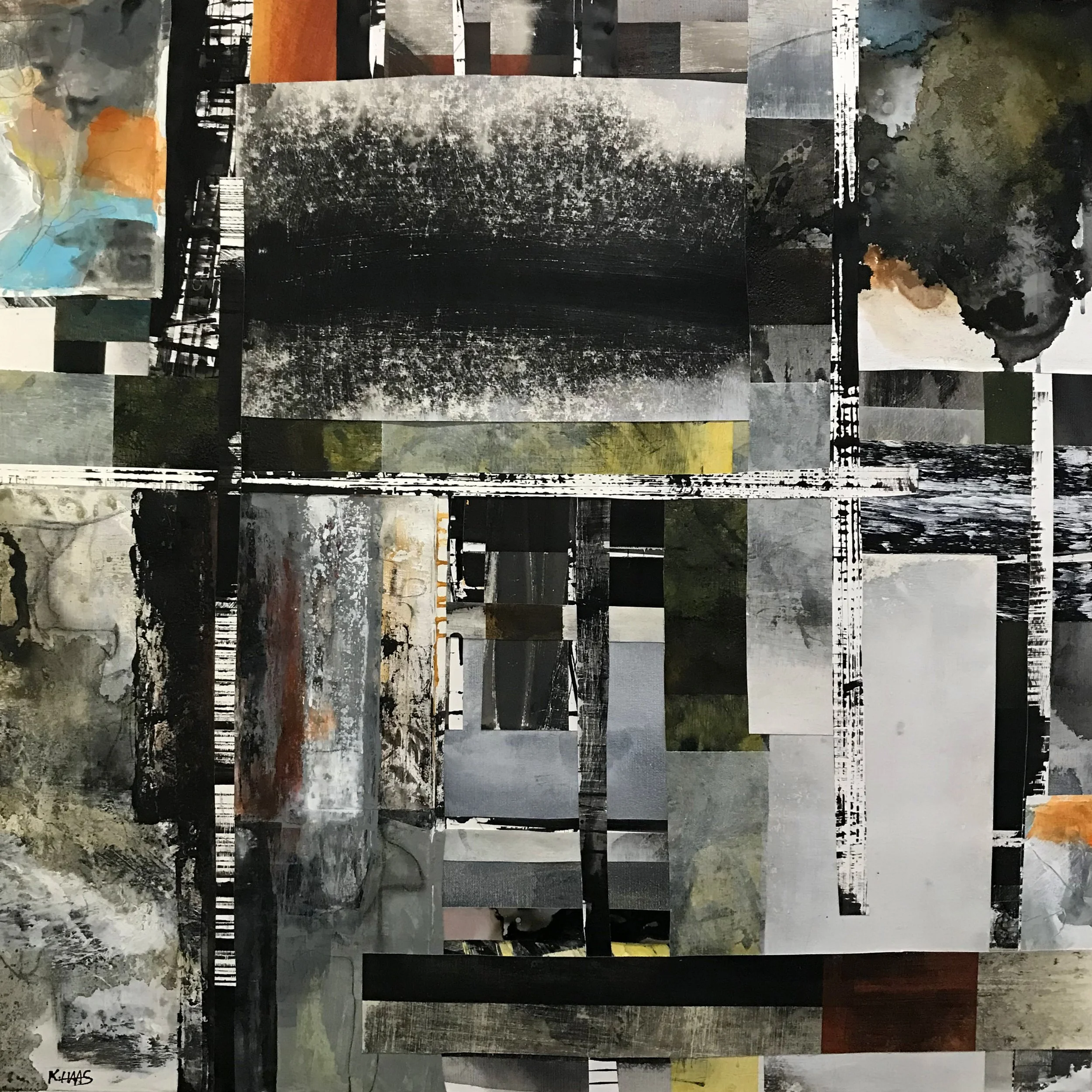 Resplendent Disjointed Reality, 36" x 36,"  Oil, Acrylic, Ink, Graphite, Mixed Media Paper On Canvas, 2024