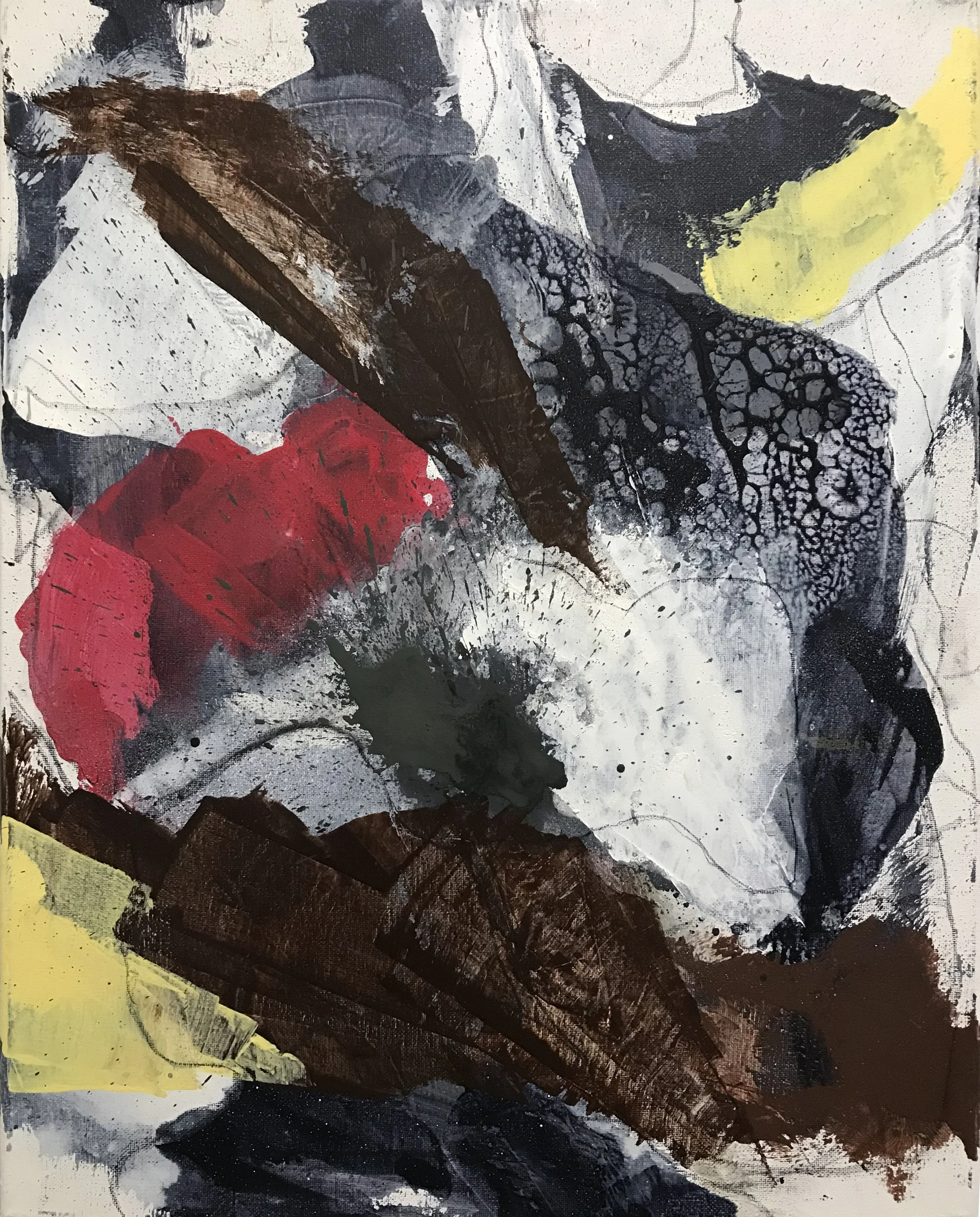 Series 16, Notable, 20" x 16,"  Acrylic And Charcoal On Canvas, 2023