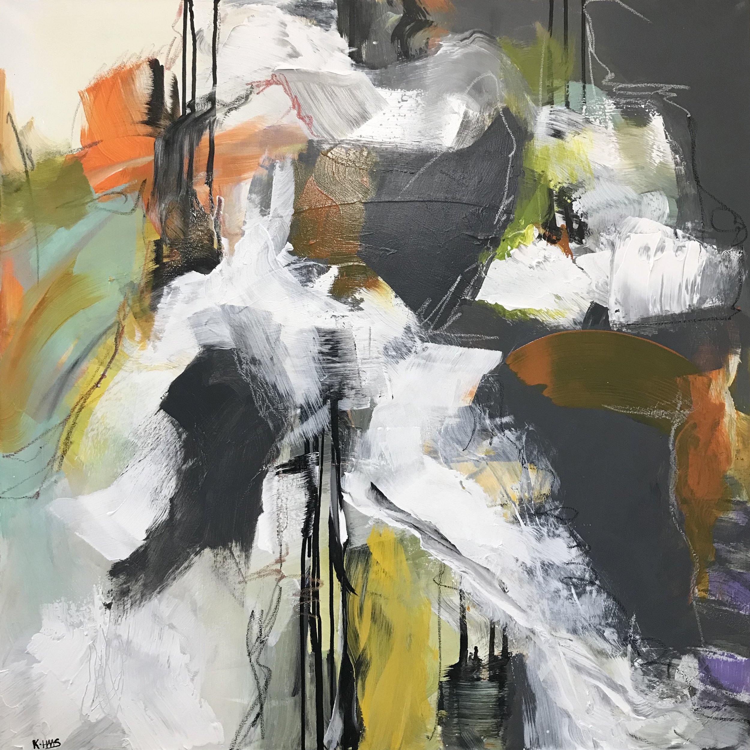 Of & Being, Contemplation Key, 36" x 36,"  Acrylic, Ink, Pastel On Canvas