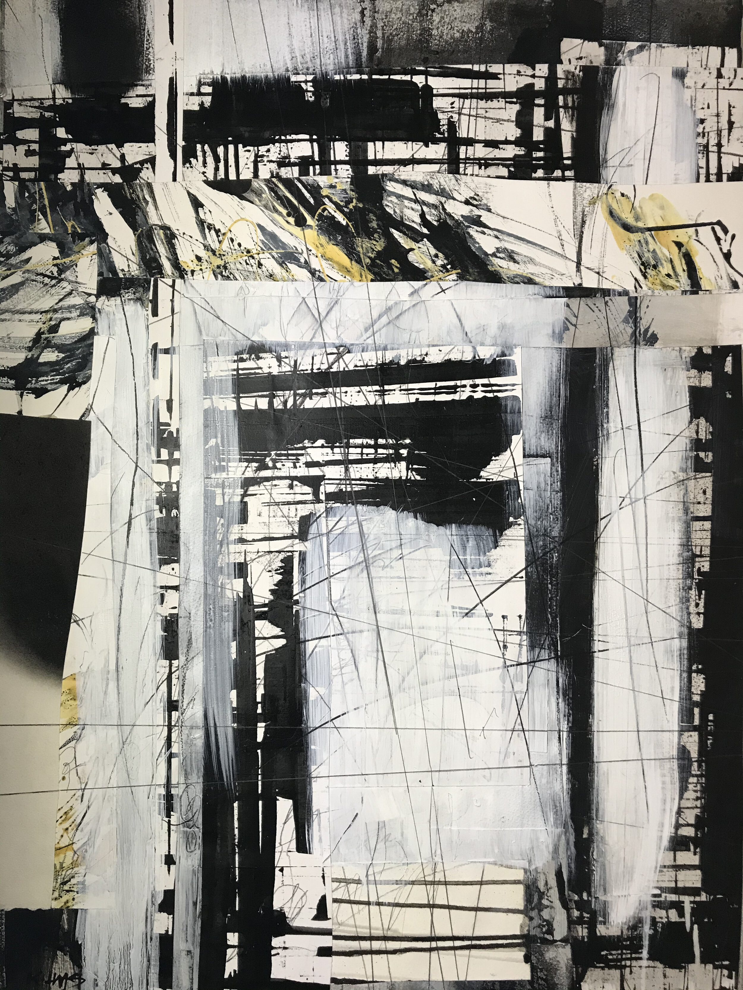Madness By Night - Disjointed Reality Series Original Mixed Media Collage Painting
