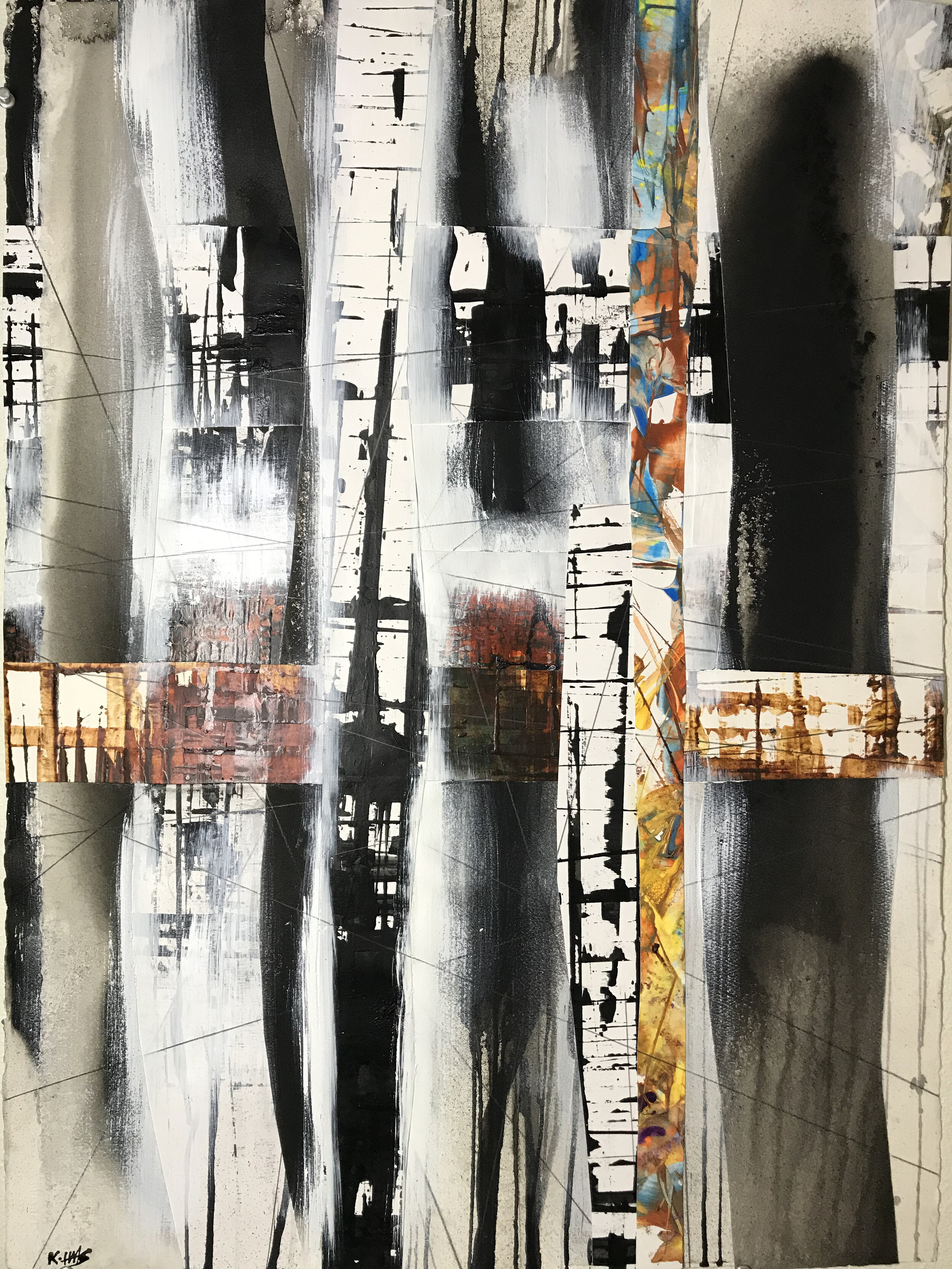 Averous - Disjointed Reality Series Original Mixed Media Collage Painting