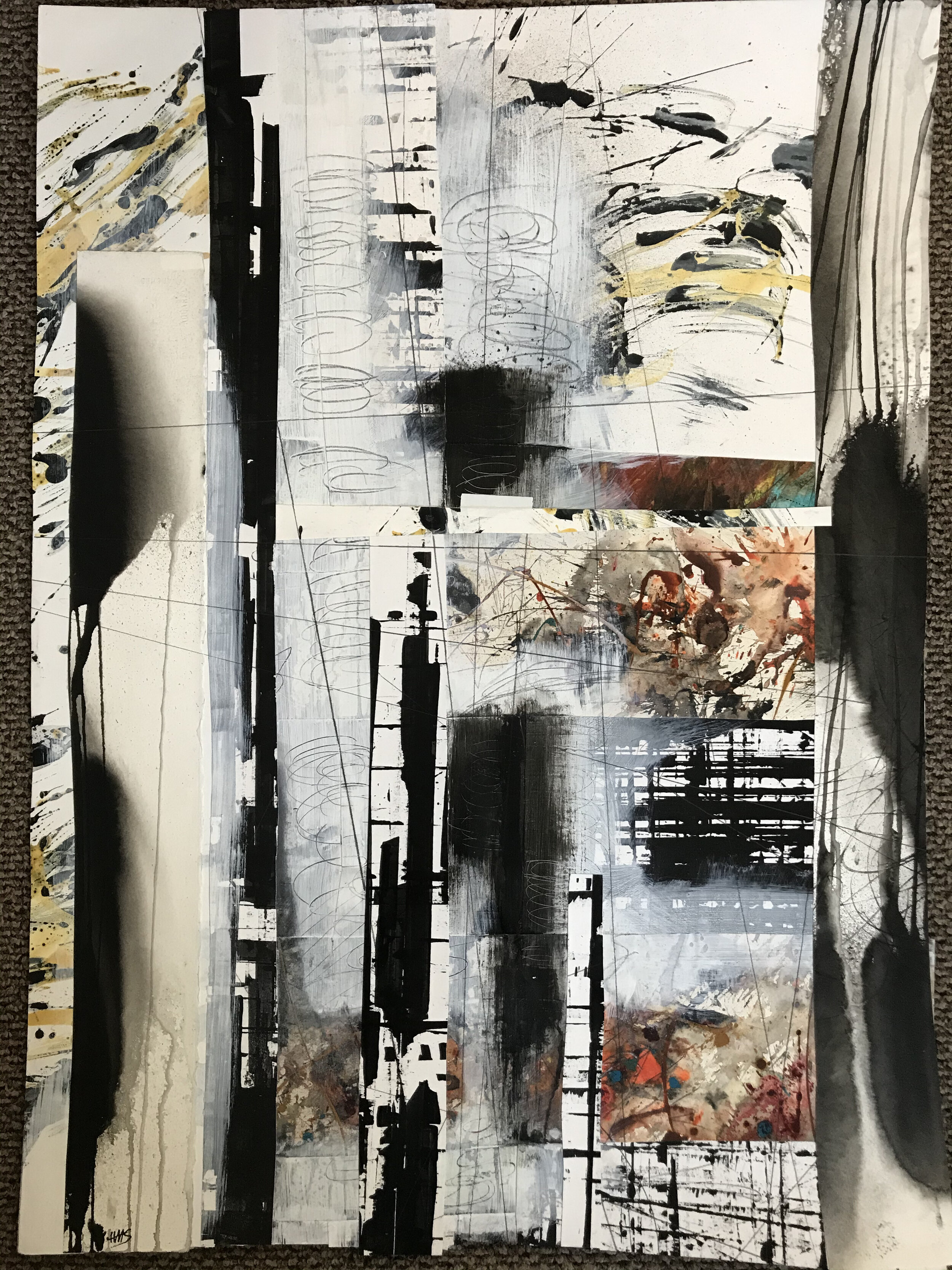 Chaotic Memories - Disjointed Reality Series Original Mixed Media Collage Painting