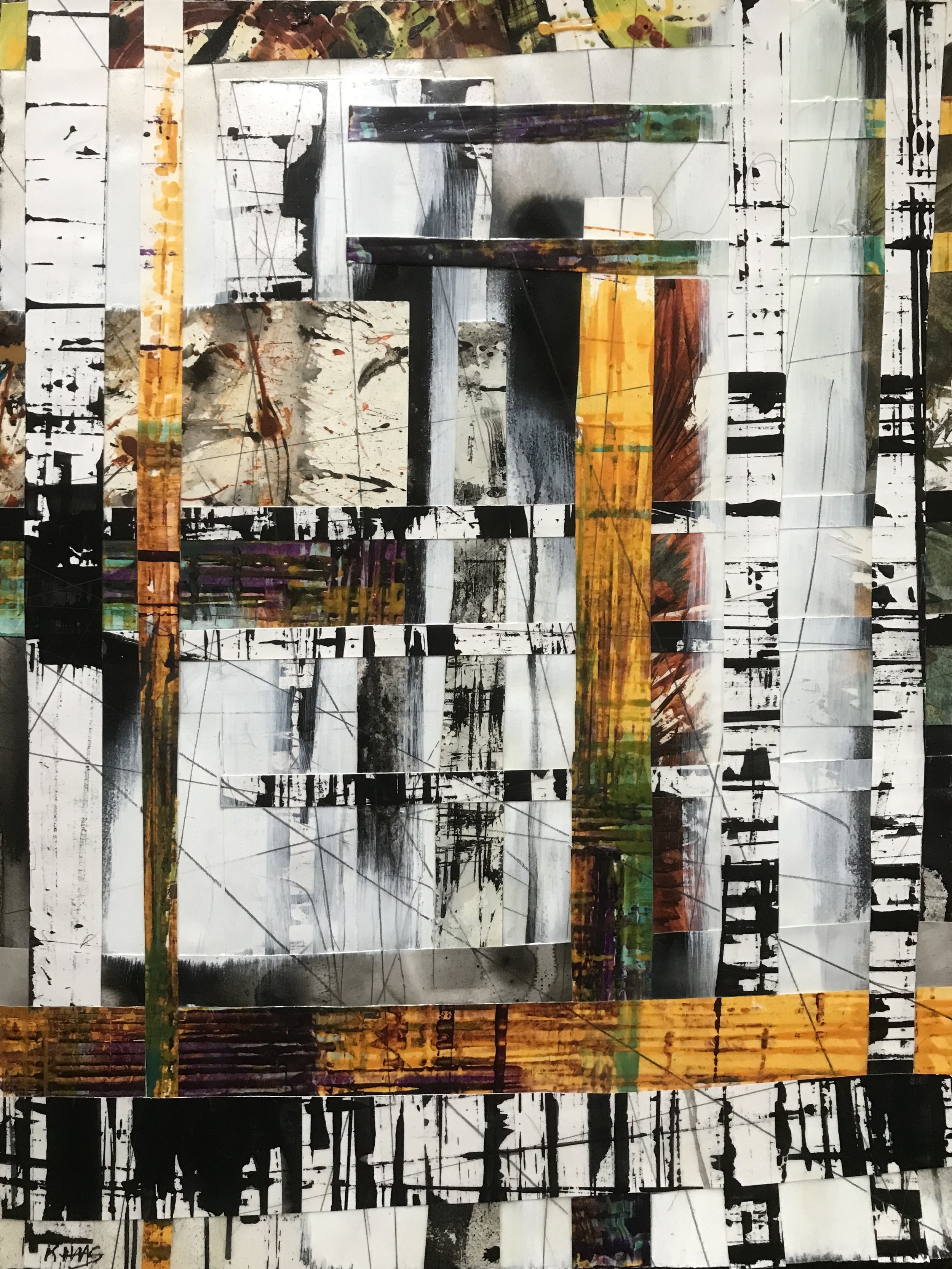 Contemplative - Disjointed Reality Series Original Mixed Media Collage Painting