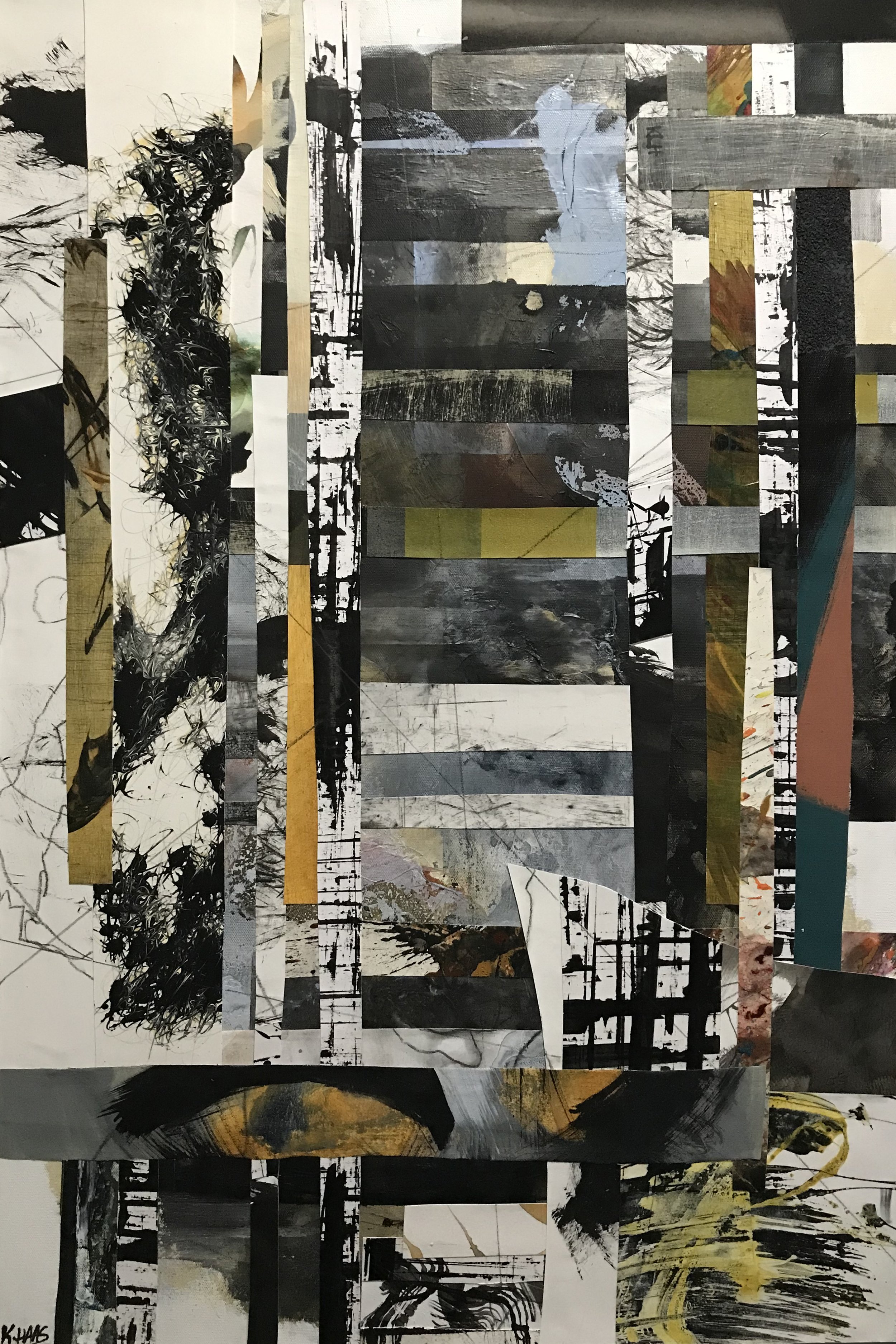 Contemplative - Disjointed Reality Series Original Mixed Media Collage Painting #54