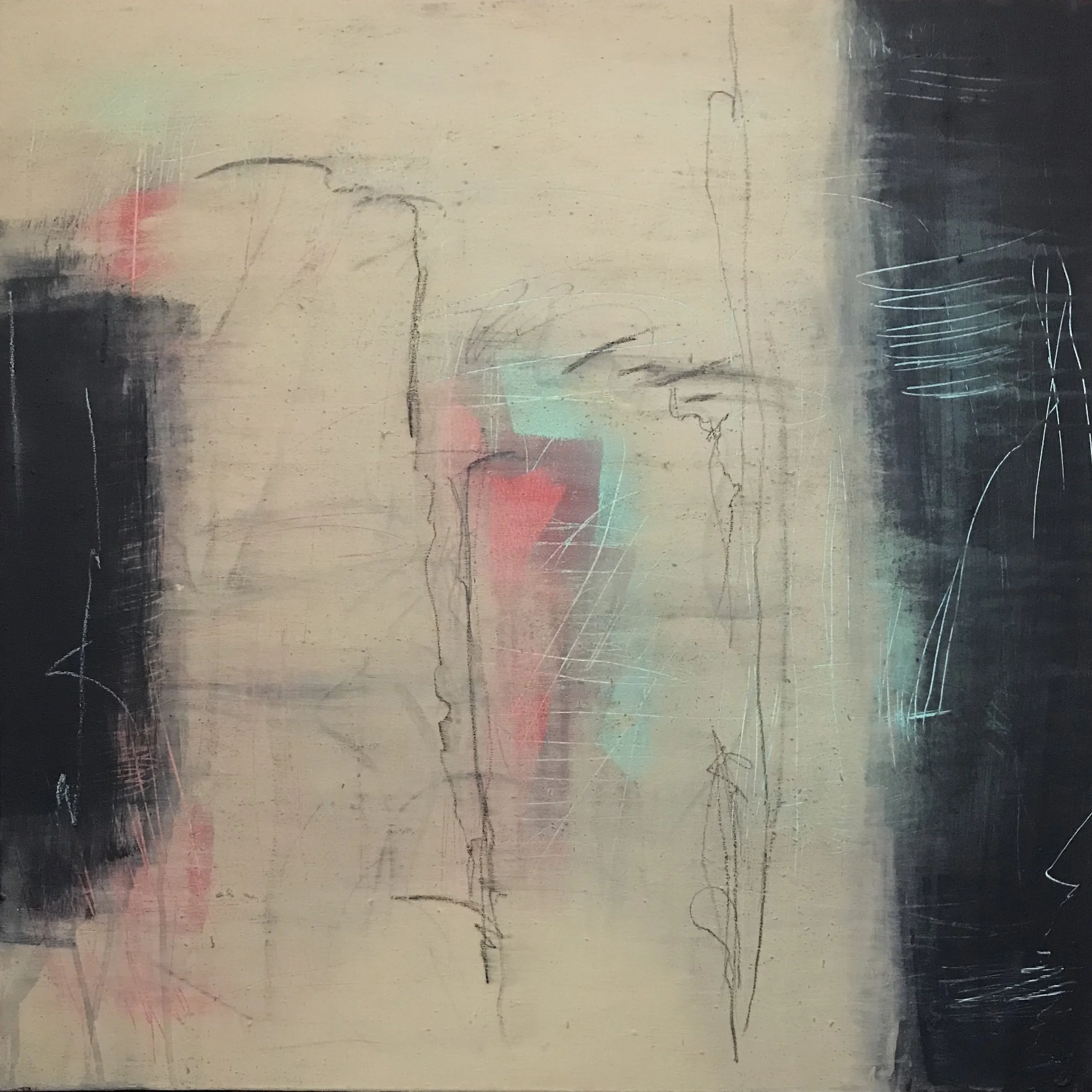 The Breath Of Memory, Stand Still, 24" x 24,"  Acrylic, Ink, Wax, Impasto, Acrylpro, Charcoal, Pastel On Canvas, 2026