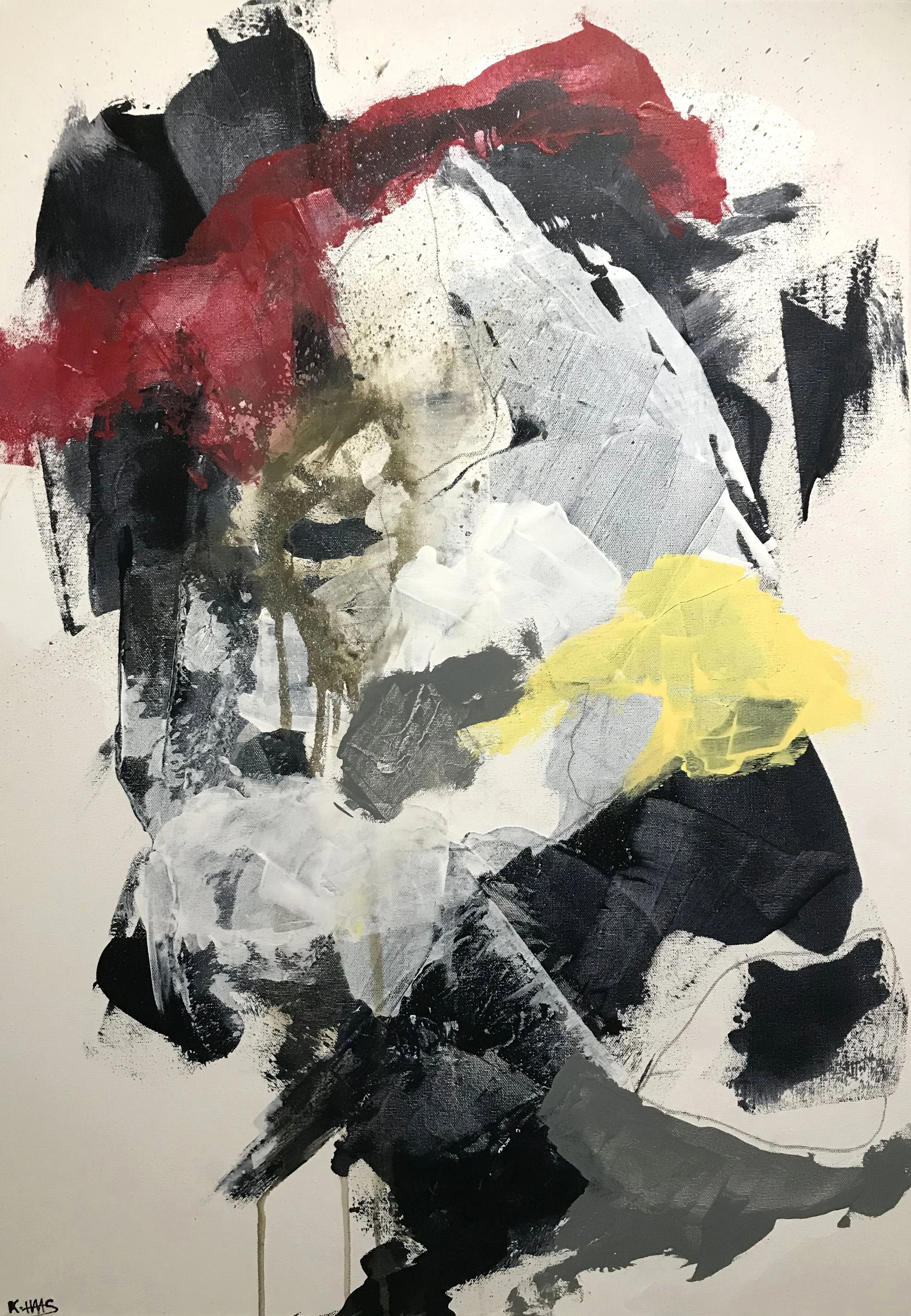 Series 16, Desire, 36" x 24,"  Acrylic And Charcoal On Canvas, 2023