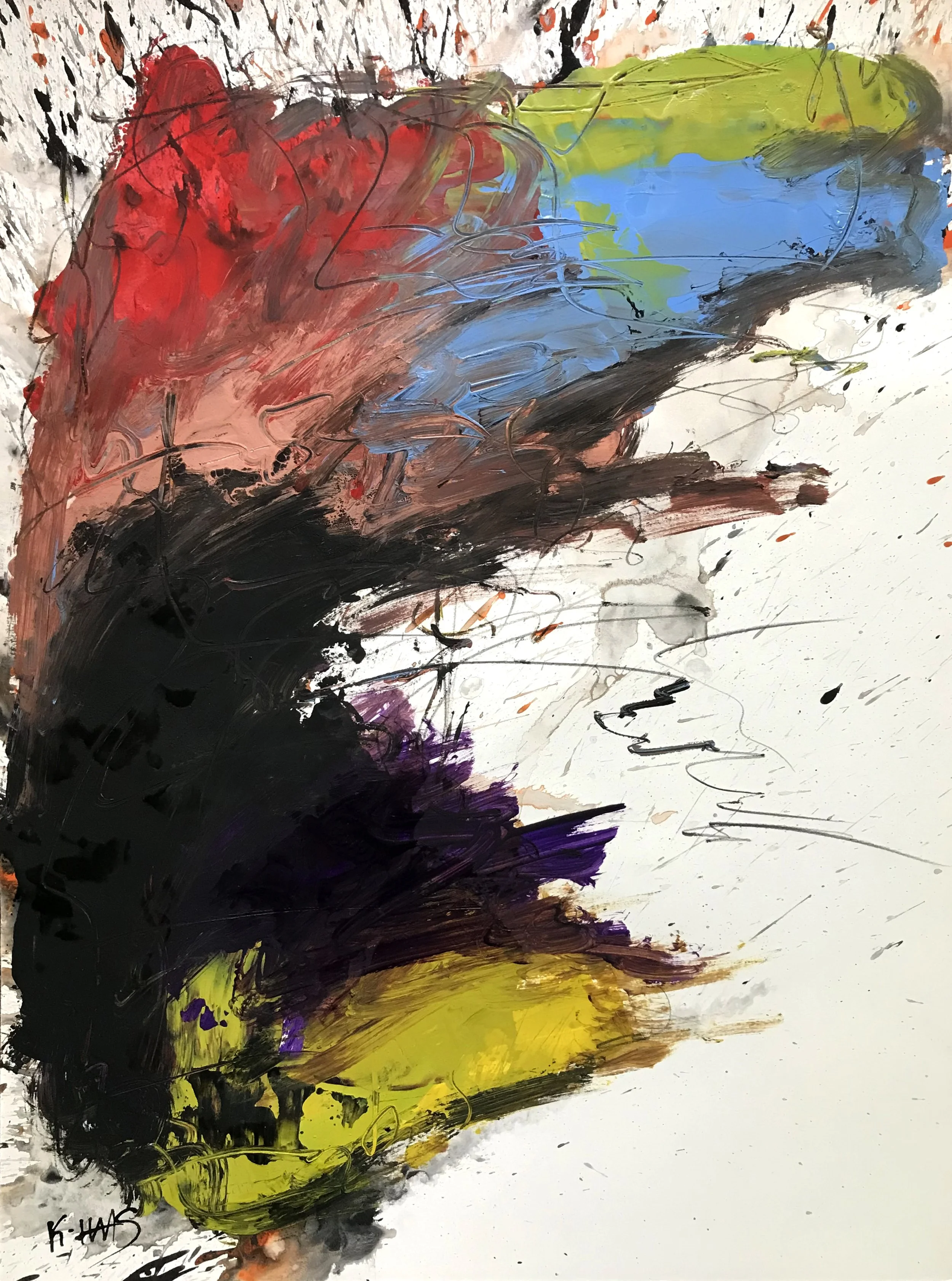 Playful Reality, #280, 24" x 19,"  Oil & Ink On Paper, 2022