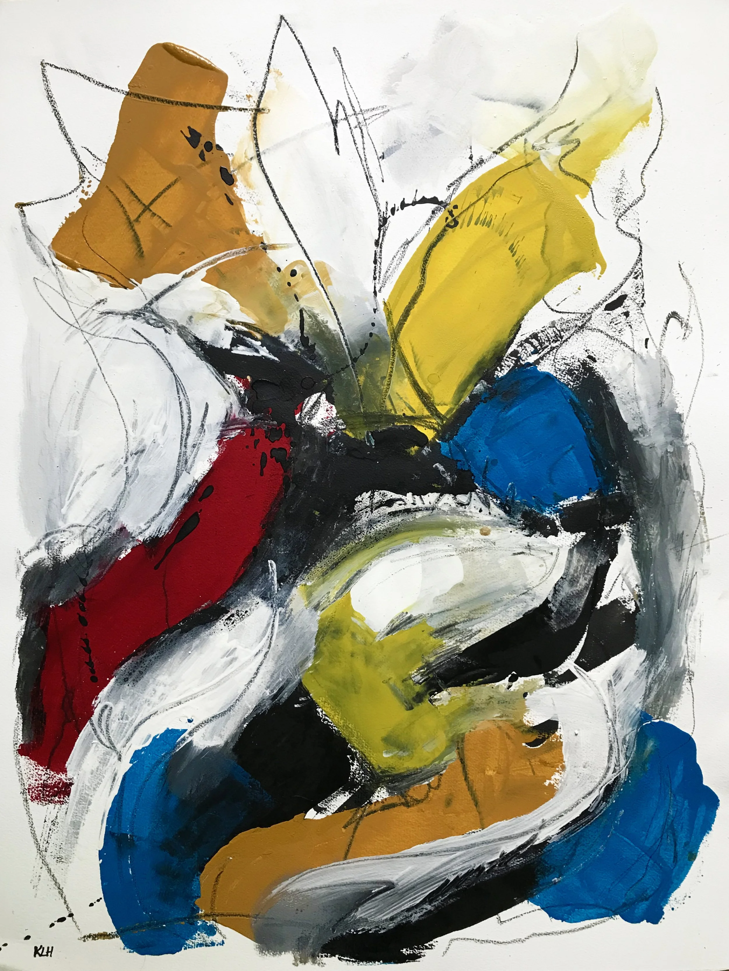 Playful Reality, #49, 30" x 22,"  Oil & Ink On Paper, 2022