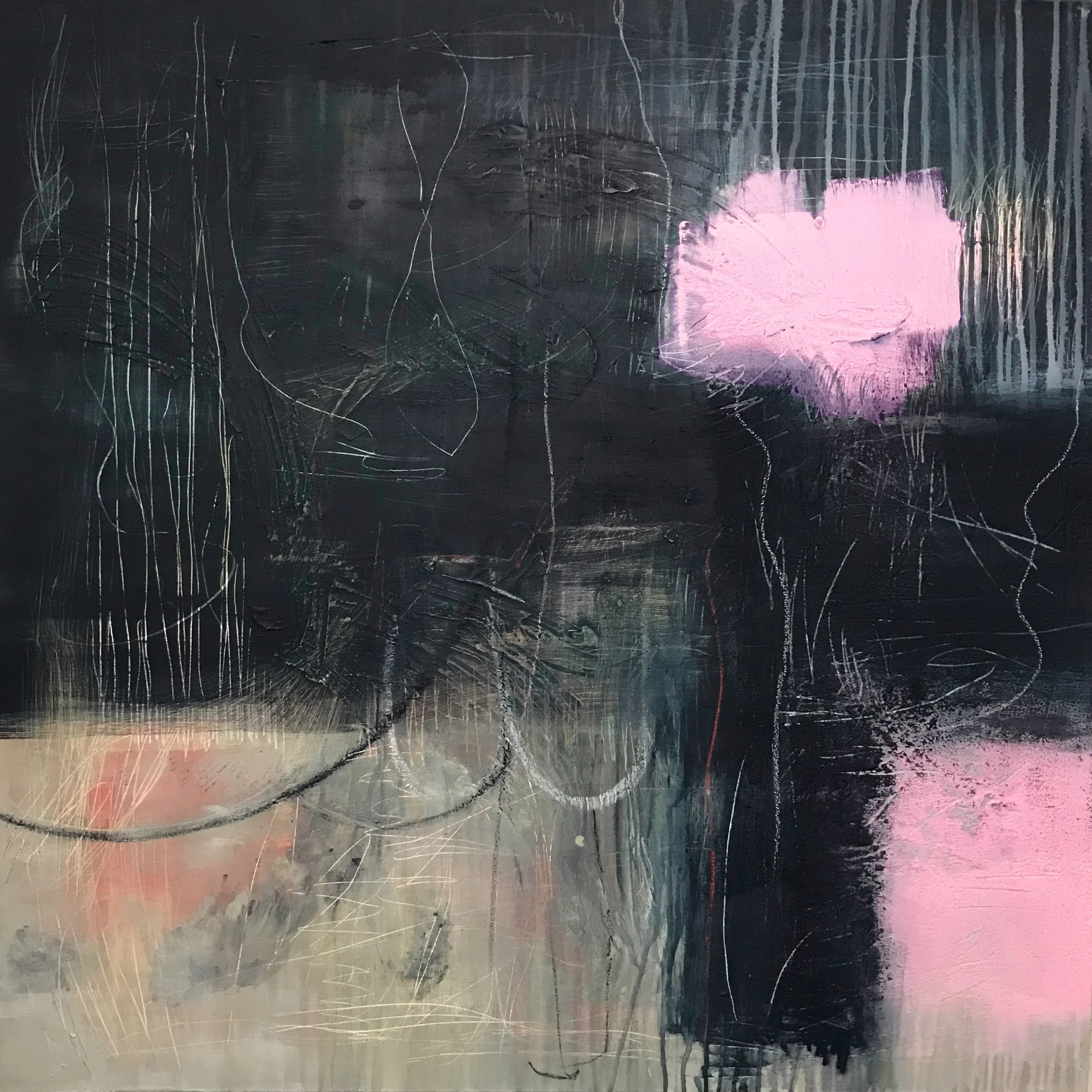 The Breath Of Memory, Memory's Friend, 36" x 36,"  Acrylic, Ink, Wax, Impasto, Acrylpro, Charcoal, Pastel On Canvas, 2026