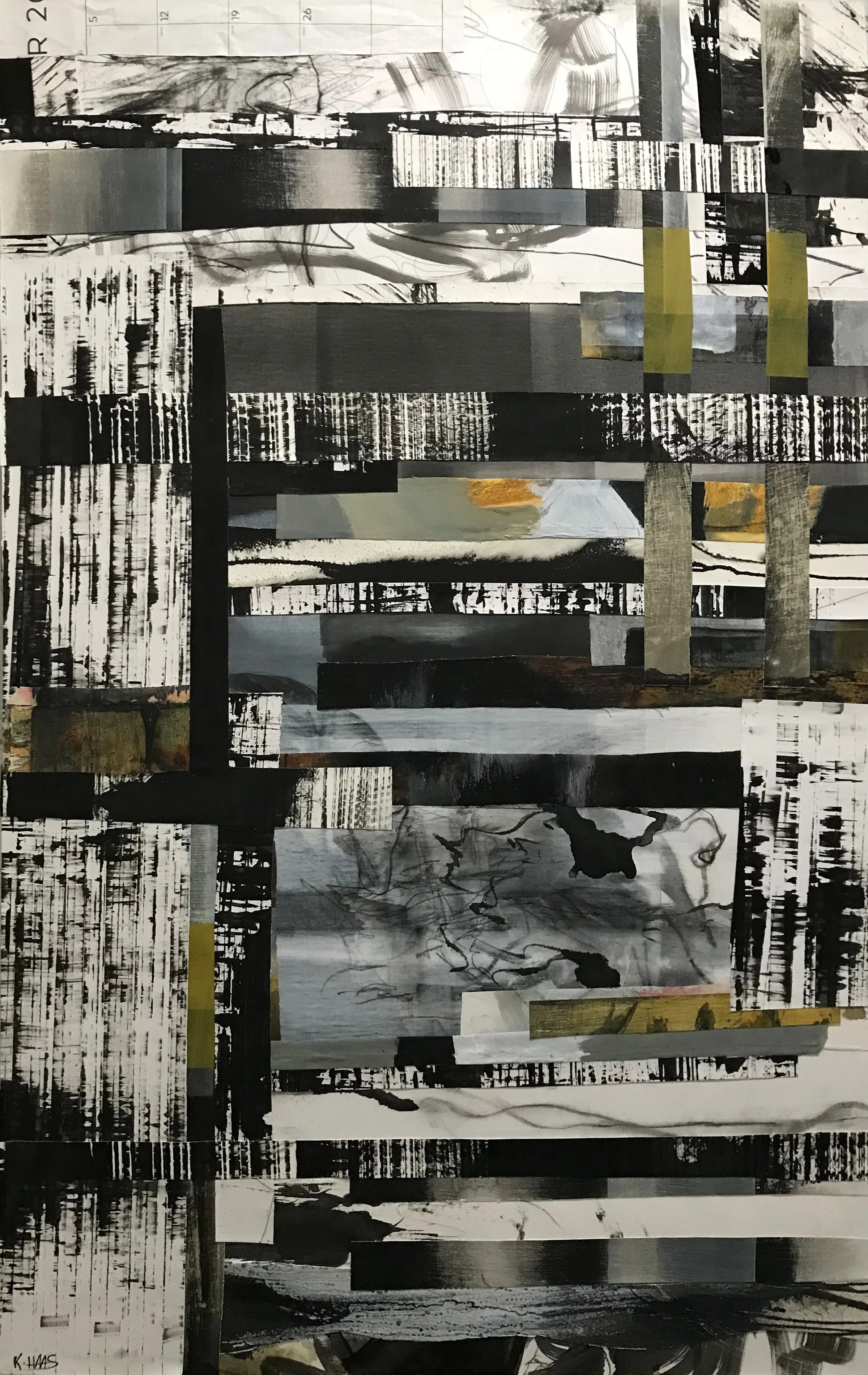 Shameless Disjointed Reality, 48" x 30,"  Oil, Acrylic, Ink, Graphite, Mixed Media Paper On Canvas, 2023