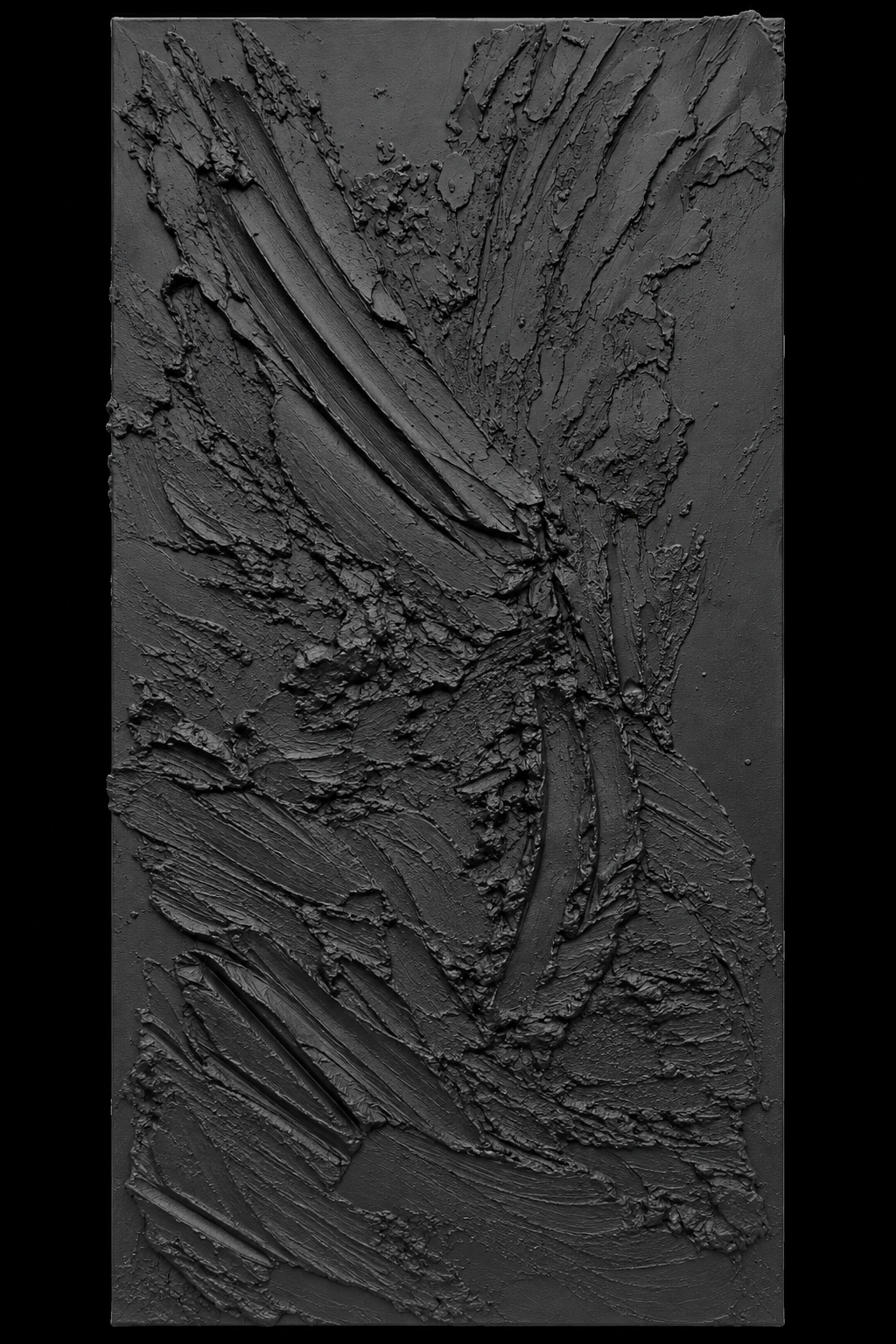 Excavating Through Time, Back Again, 48" x 24,"  Concrete, Sika Fortifier, Mortar Mix, Acrylic, On Canvas, 2026