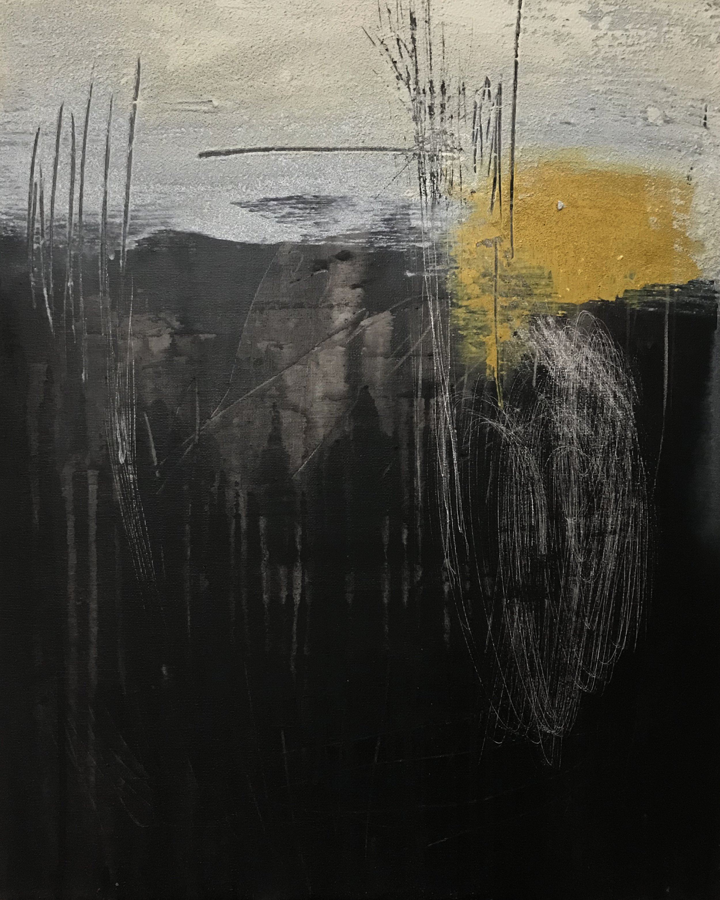 The Breath Of Memory, Inside memory Is Not Easy, 20" x 16,"  Acrylic, Wax, Impasto, Acrylpro, Charcoal, On Canvas, 2026