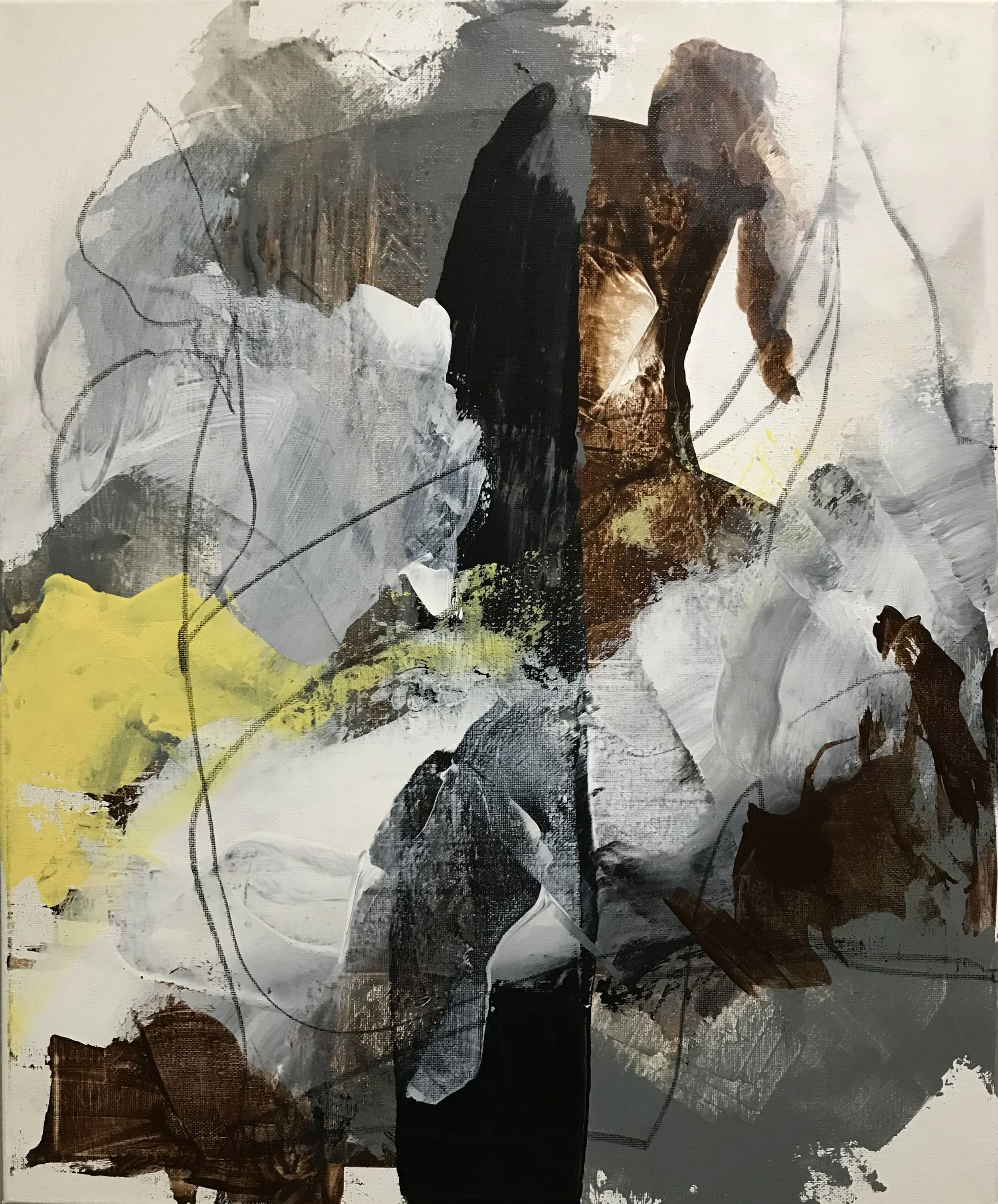Series 16, One Moment Said, 20" x 16,"  Acrylic And Charcoal On Canvas, 2023