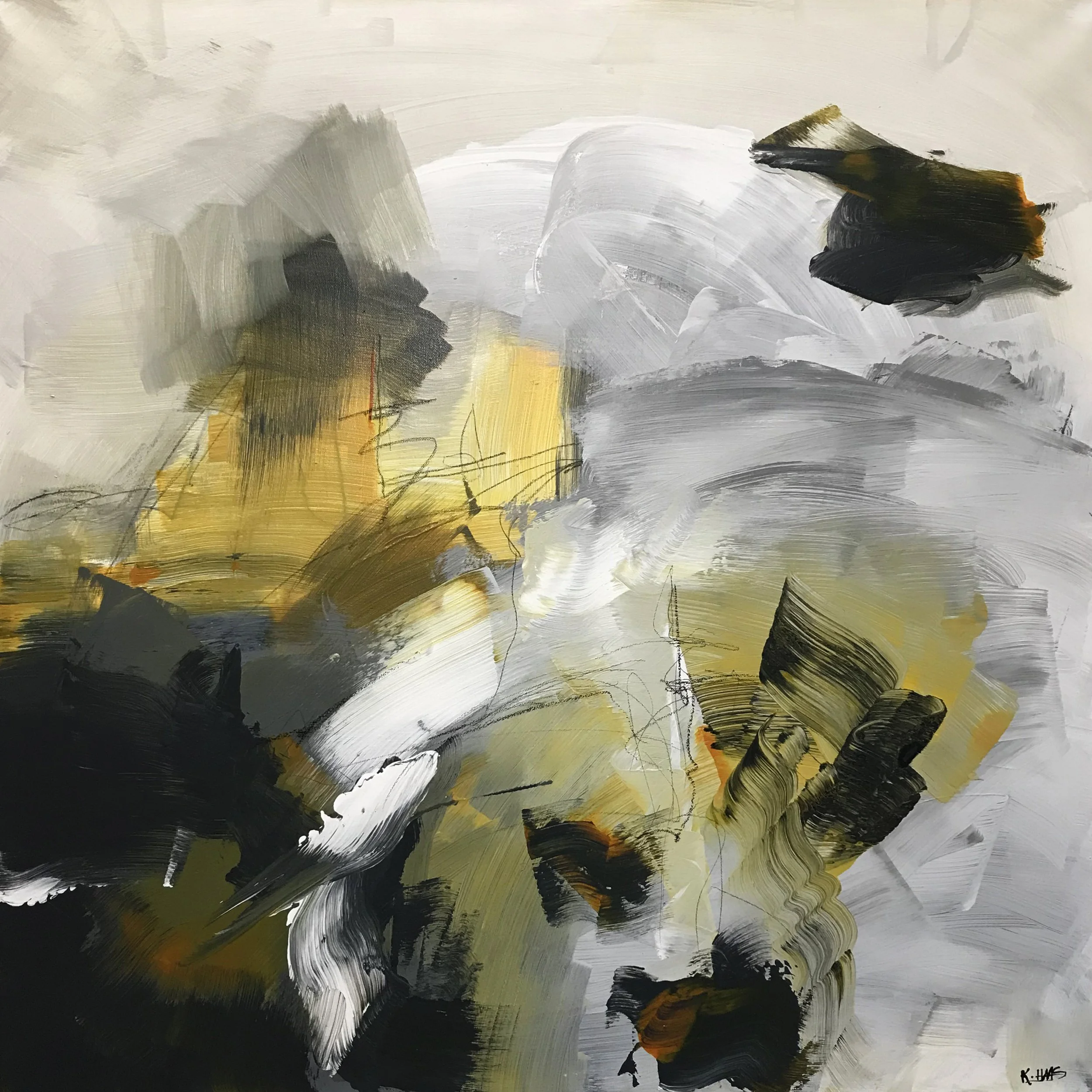 Of & Being, Happy Place, 36" x 36,"  Acrylic, Pastel On Canvas