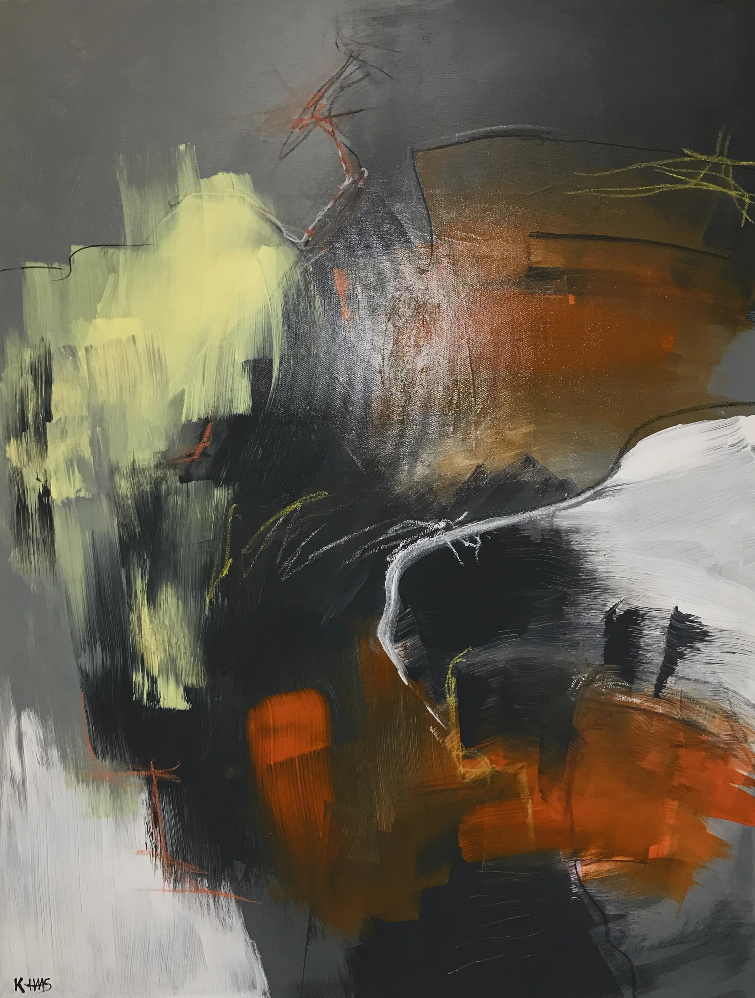 Of & Being, Doubt No More, 40" x 30,"  Acrylic, Ink, Pastel On Canvas