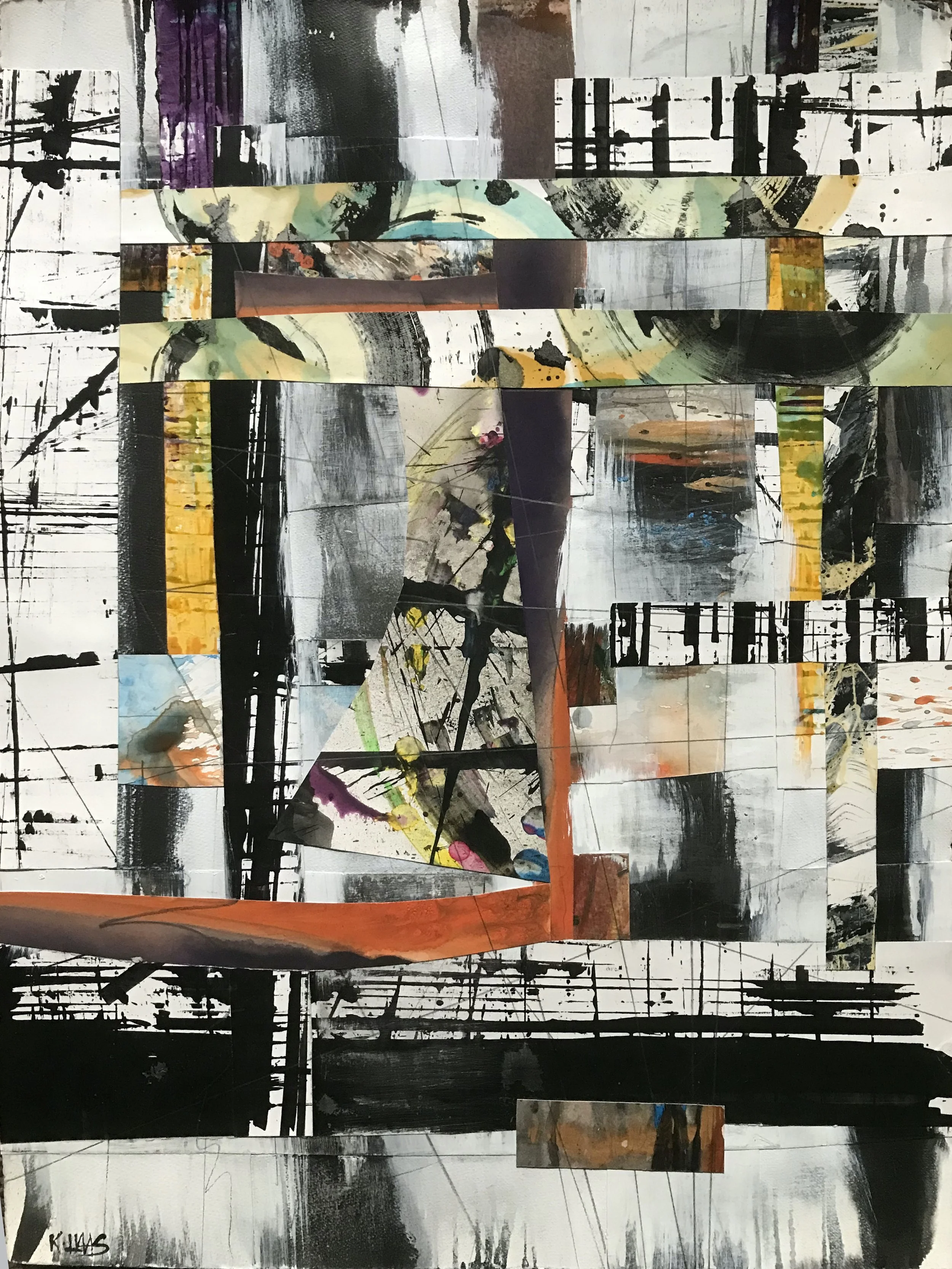 Yourself Disjointed Reality, 30" x 22,"  Oil, Acrylic, Ink, Graphite, Mixed Media Paper On Watercolor Paper, 2021