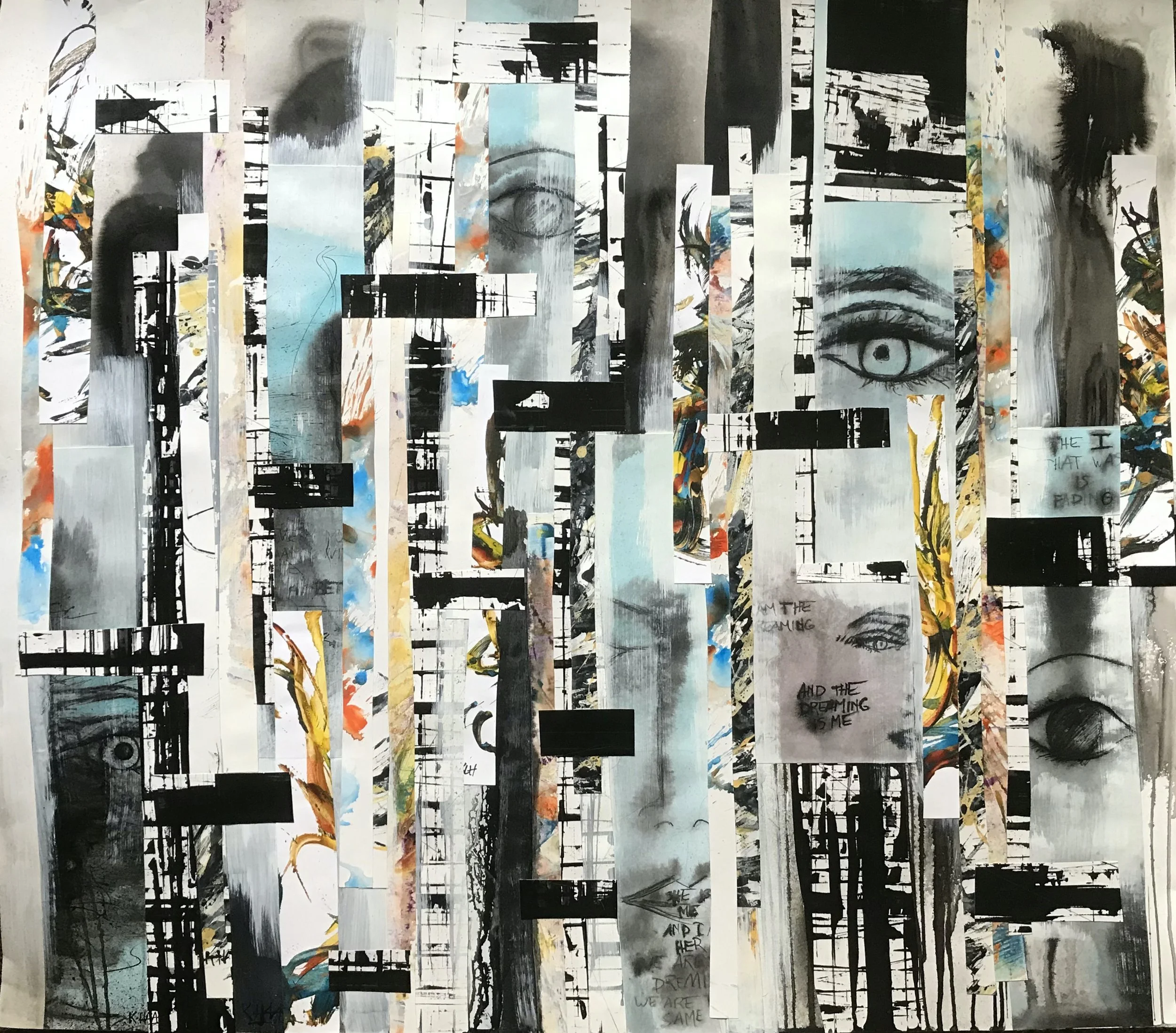 Seen Disjointed Reality, 48" x 42,"  Oil, Acrylic, Ink, Graphite On Mixed Media Paper, 2021
