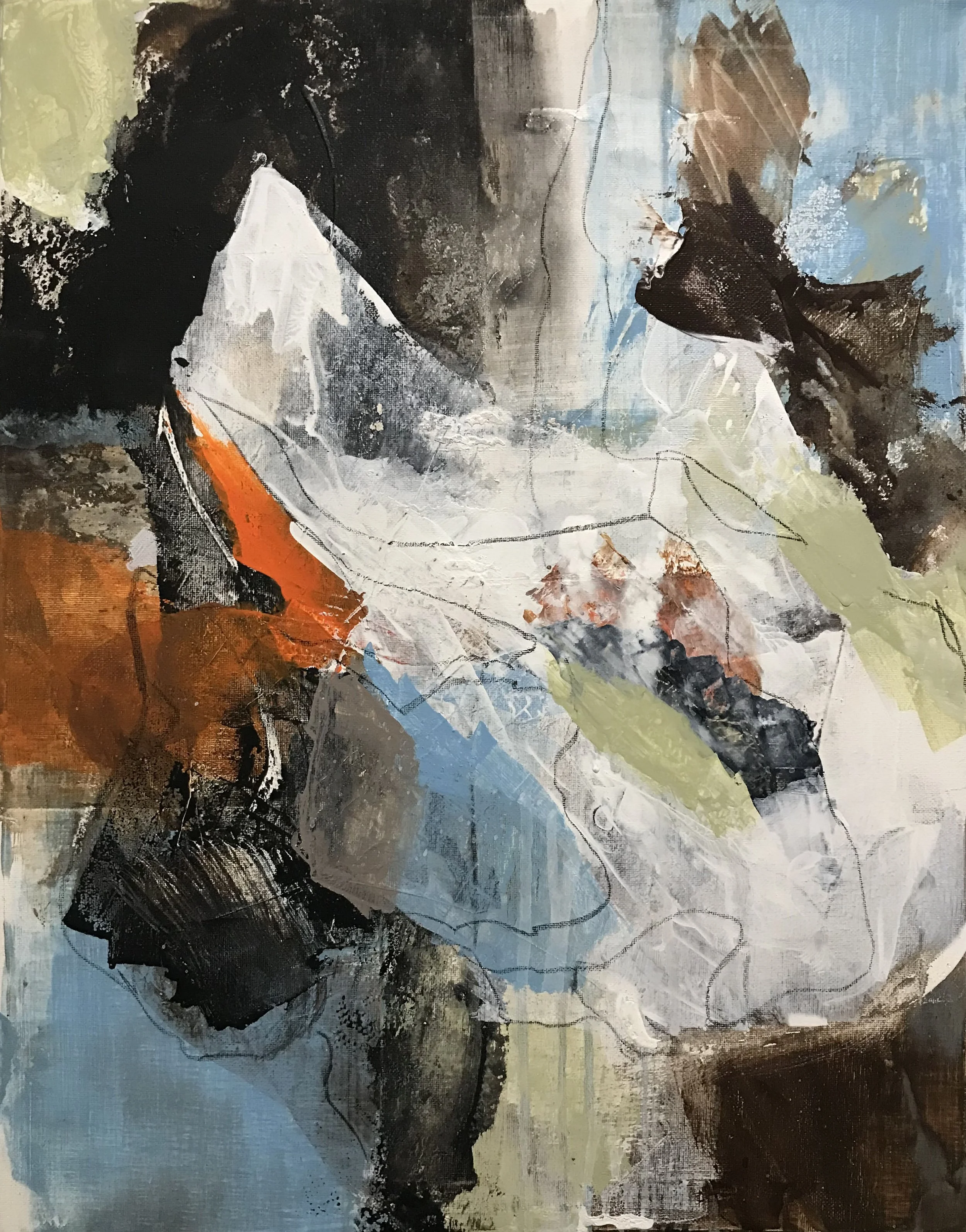 Series 16, Personal, 20" x 16,"  Acrylic And Charcoal On Canvas, 2023