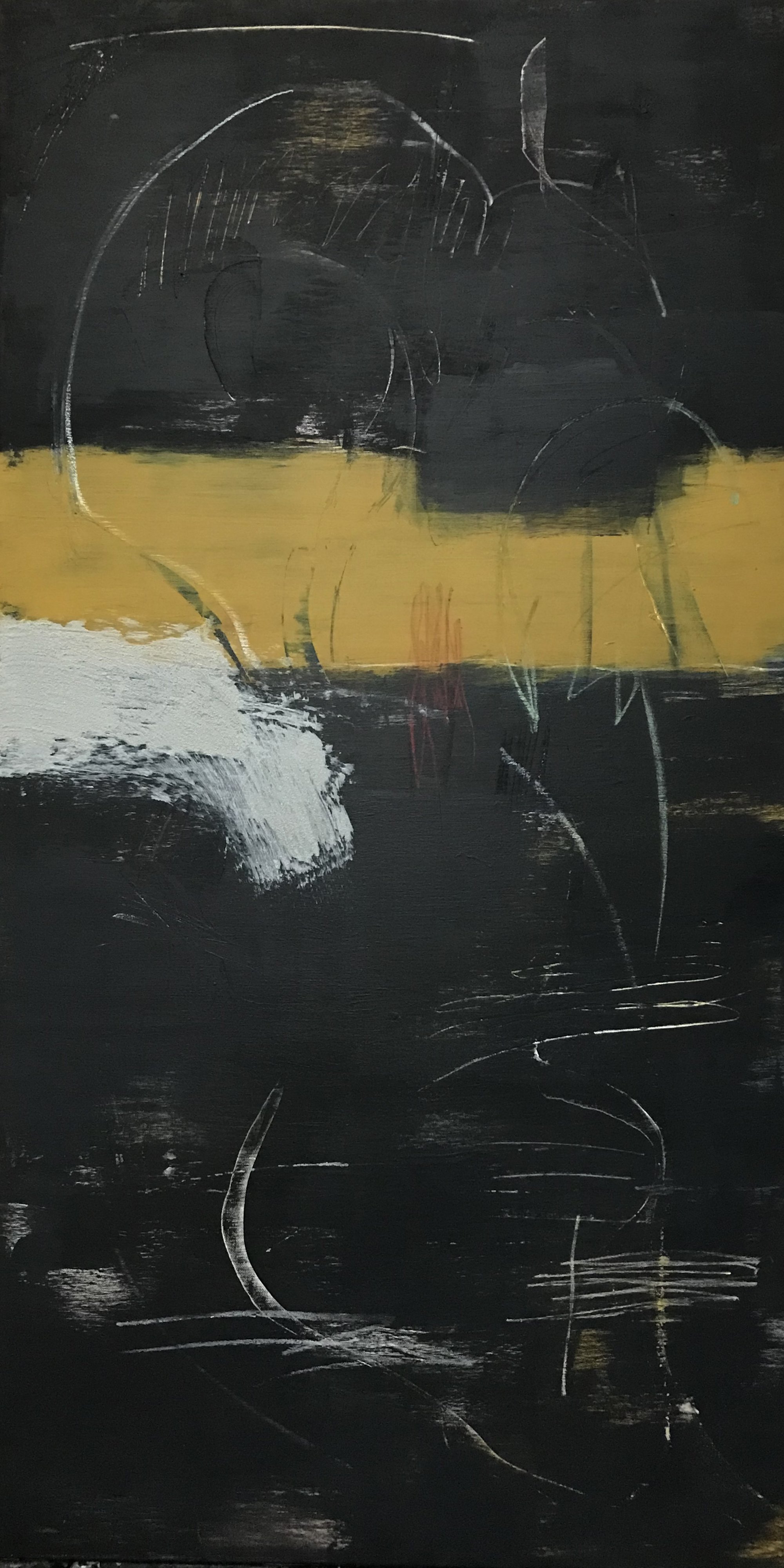 The Breath Of Memory, Without Shame, 48" x 24,"  Acrylic, Wax, Impasto, AcrylPro, Pastel On Canvas, 2025