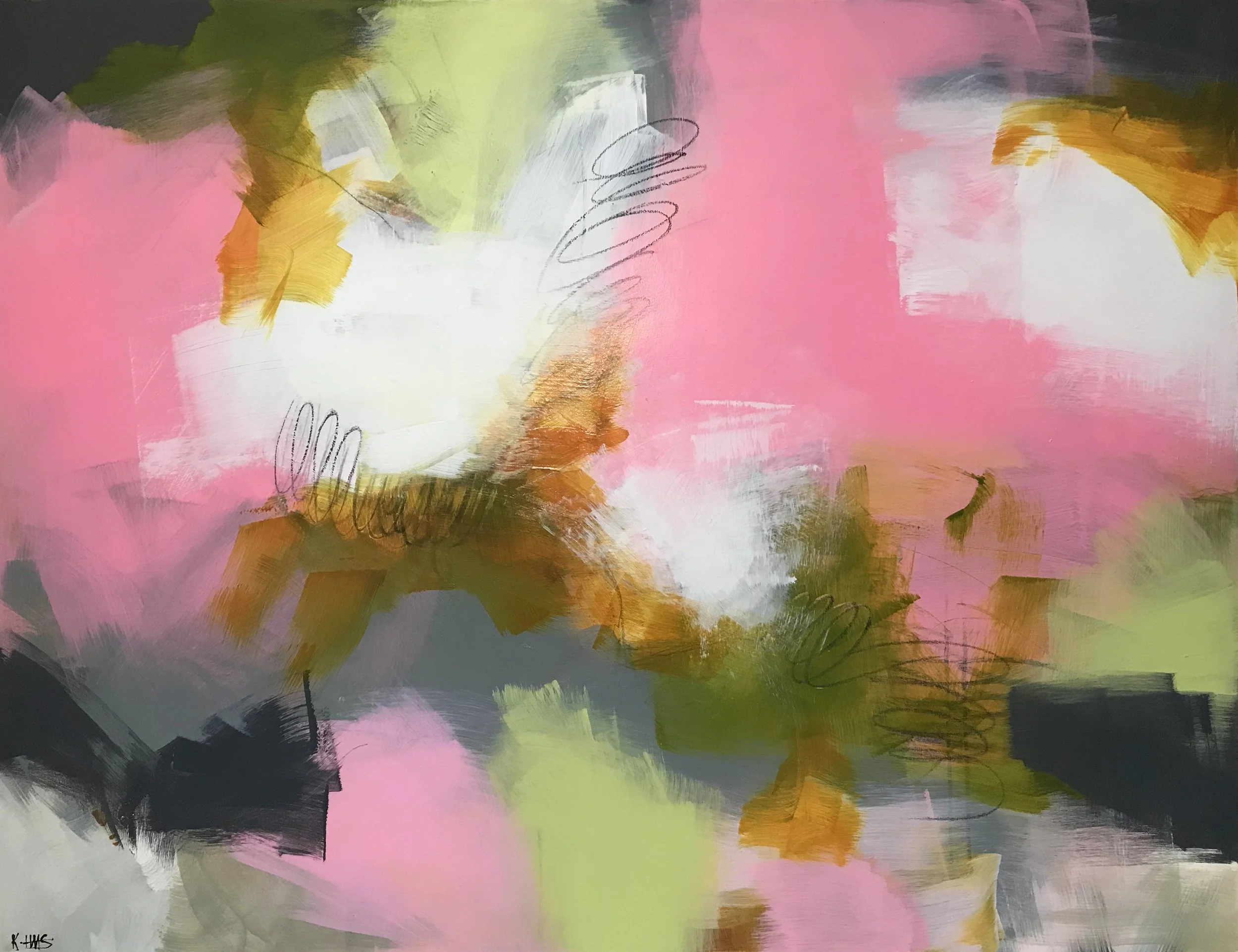 Of & Being, In The Foggy Dawn I See You, 36" x 48,"  Acrylic And Charcoal On Canvas