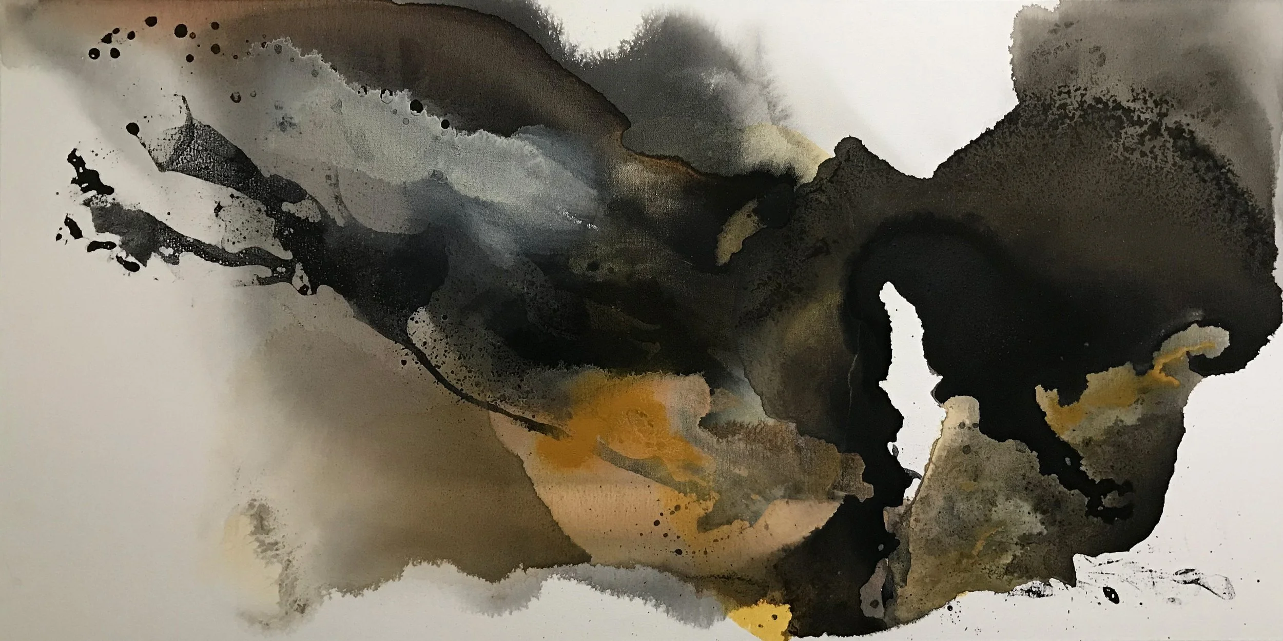 Series 16, It Is Here, 24" x 48,"  Acrylic, Ink, Mineral Spirits On Canvas, 2023