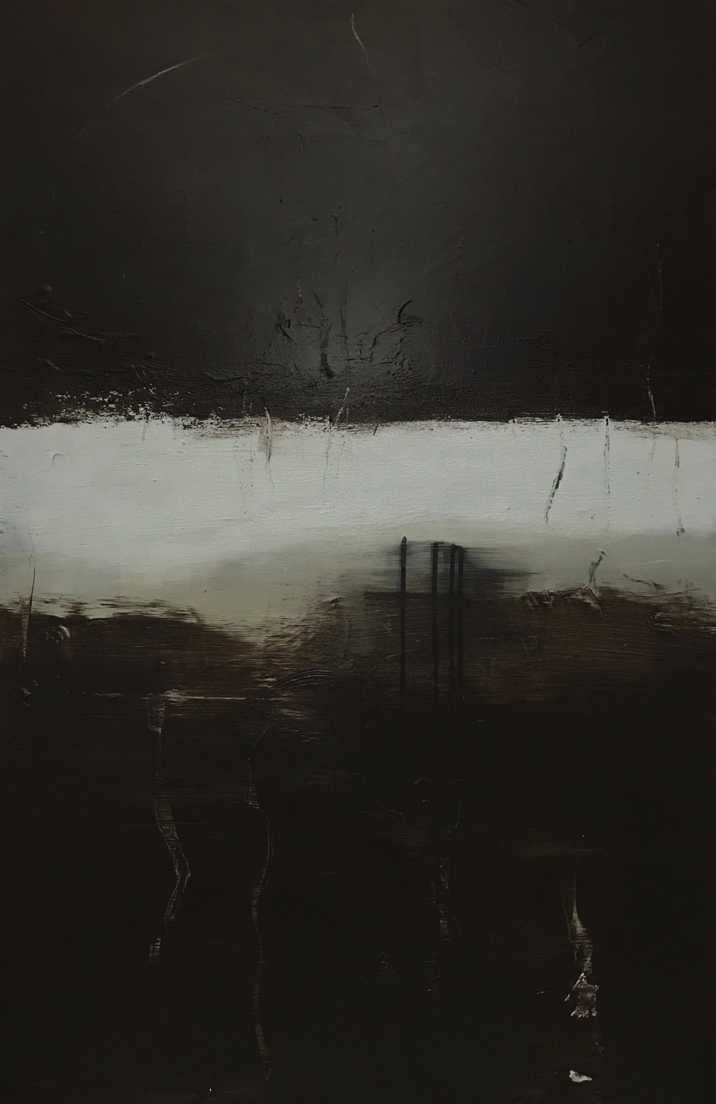 The Breath Of Memory,  Memory's Breath, 48" x 30,"  Acrylic, Ink, Wax, Sand, Impasto, 2025