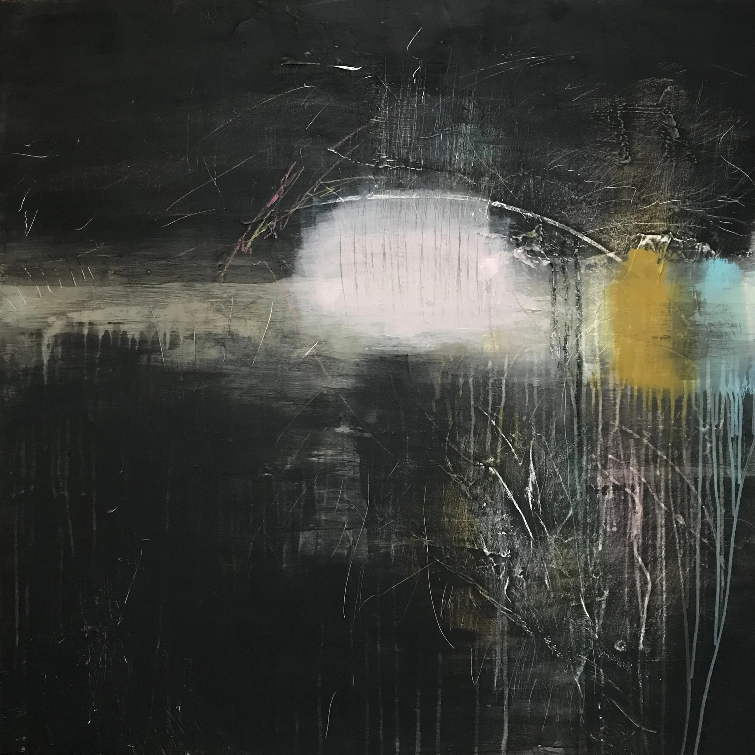 The Breath Of Memory, When Morning Comes, 36" x 36,"  Acrylic, Pastel, Wax, Impasto, AcrylPro On Canvas, 2025