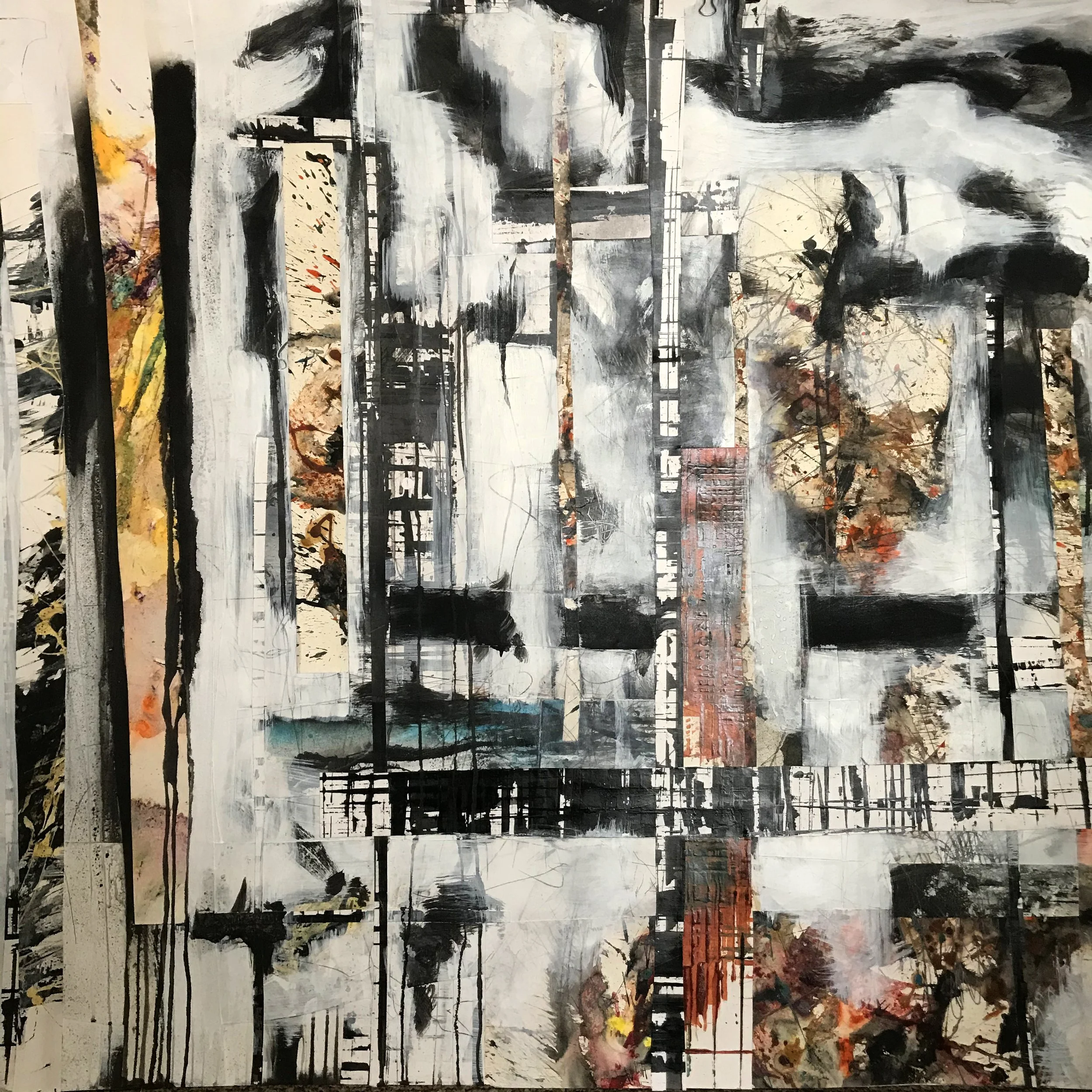 Known Disjointed Reality, 42" x 42,"  Oil, Acrylic, Ink, Graphite On Mixed Media Paper, 2021