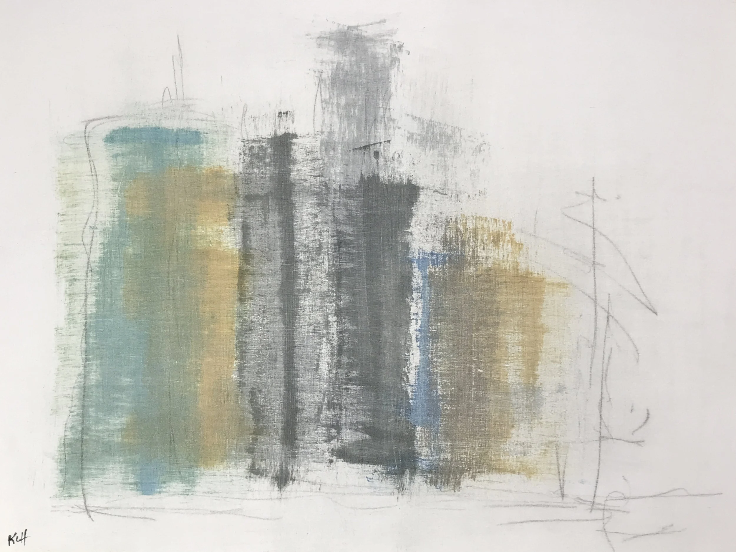 Worn & Torn, #72, 19" x 24,"  Oil, Pencil Lead, & Ink On Paper, 2021