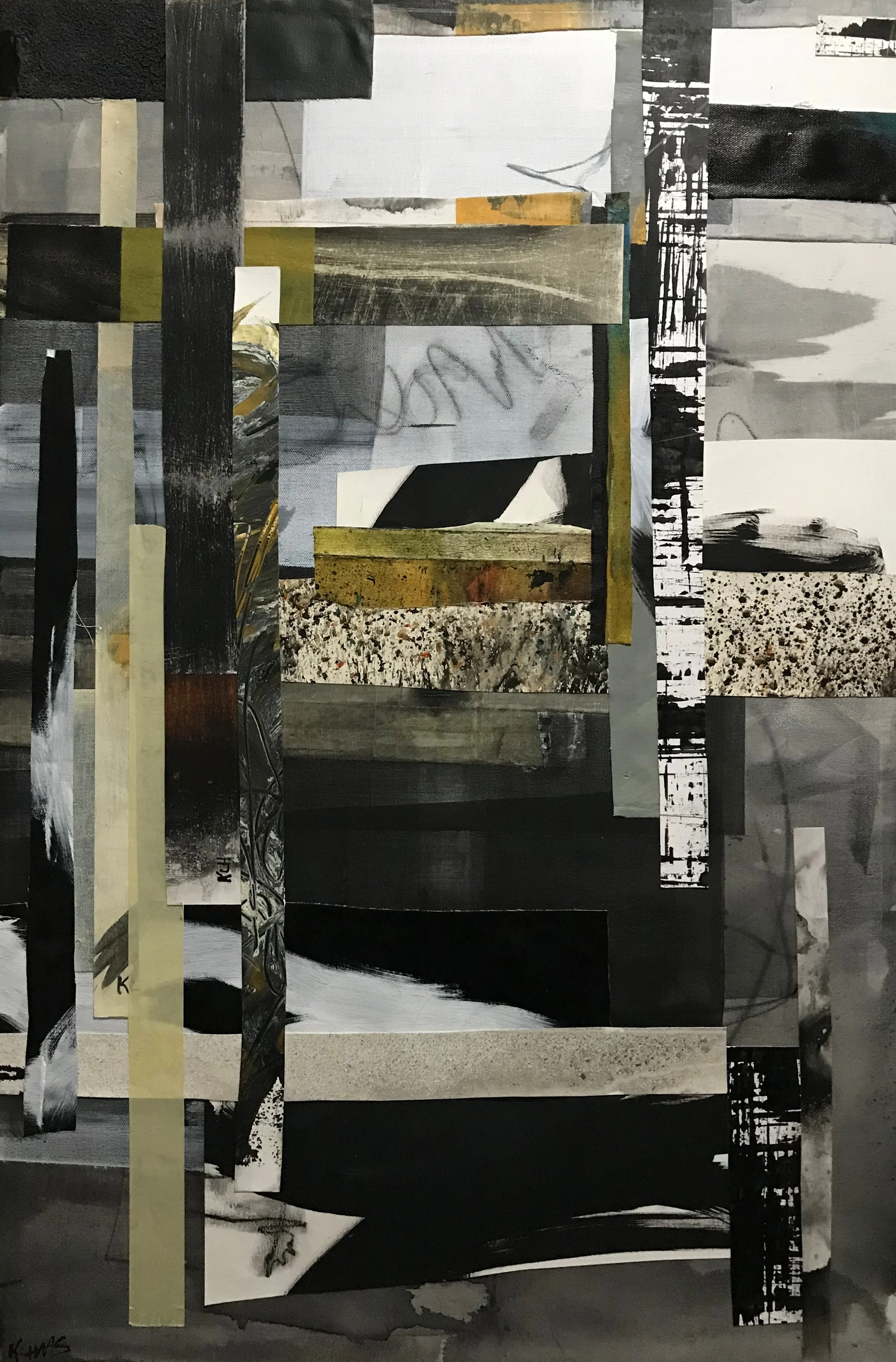 Without A Doubt, Disjointed Reality, 36" x 24,"  Oil, Acrylic, Ink, Graphite, Mixed Media Paper On Canvas, 2023