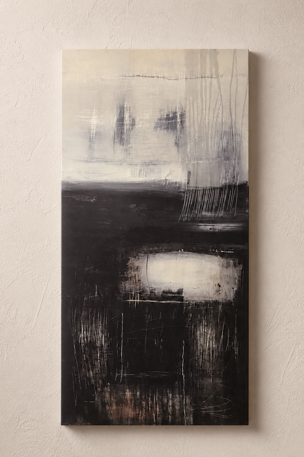 The Breath Of Memory, My Memory Belongs To Me , 48" x 24,"  Acrylic, Ink, Wax, Impasto, Acrylpro, Charcoal On Canvas, 2026