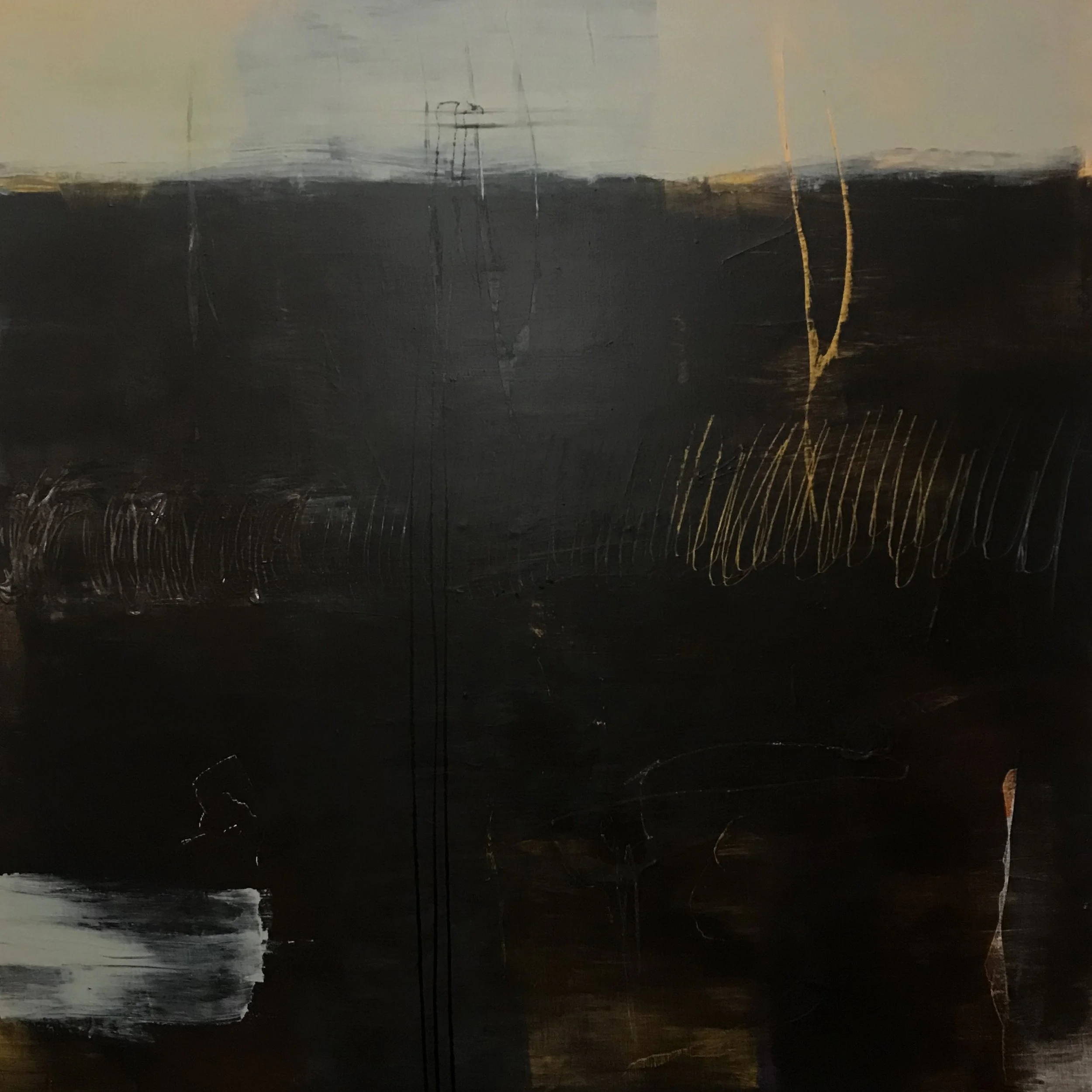 The Breath Of Memory, Seen In The Sky, 36" x 36,"  Acrylic, Wax, Impasto, 2025