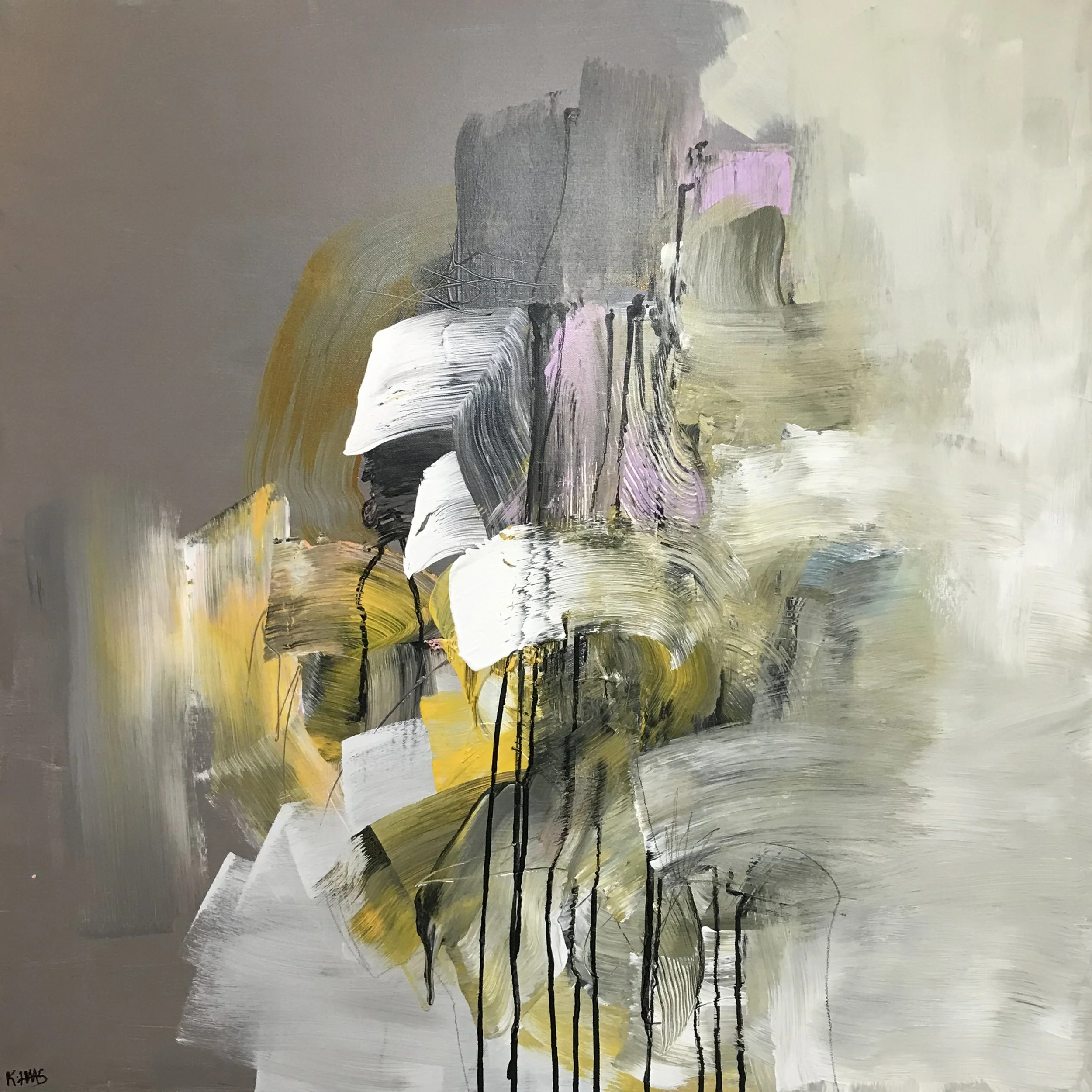 Of & Being, Whisper To Me Gently, 36" x 36,"  Acrylic, Ink On Canvas