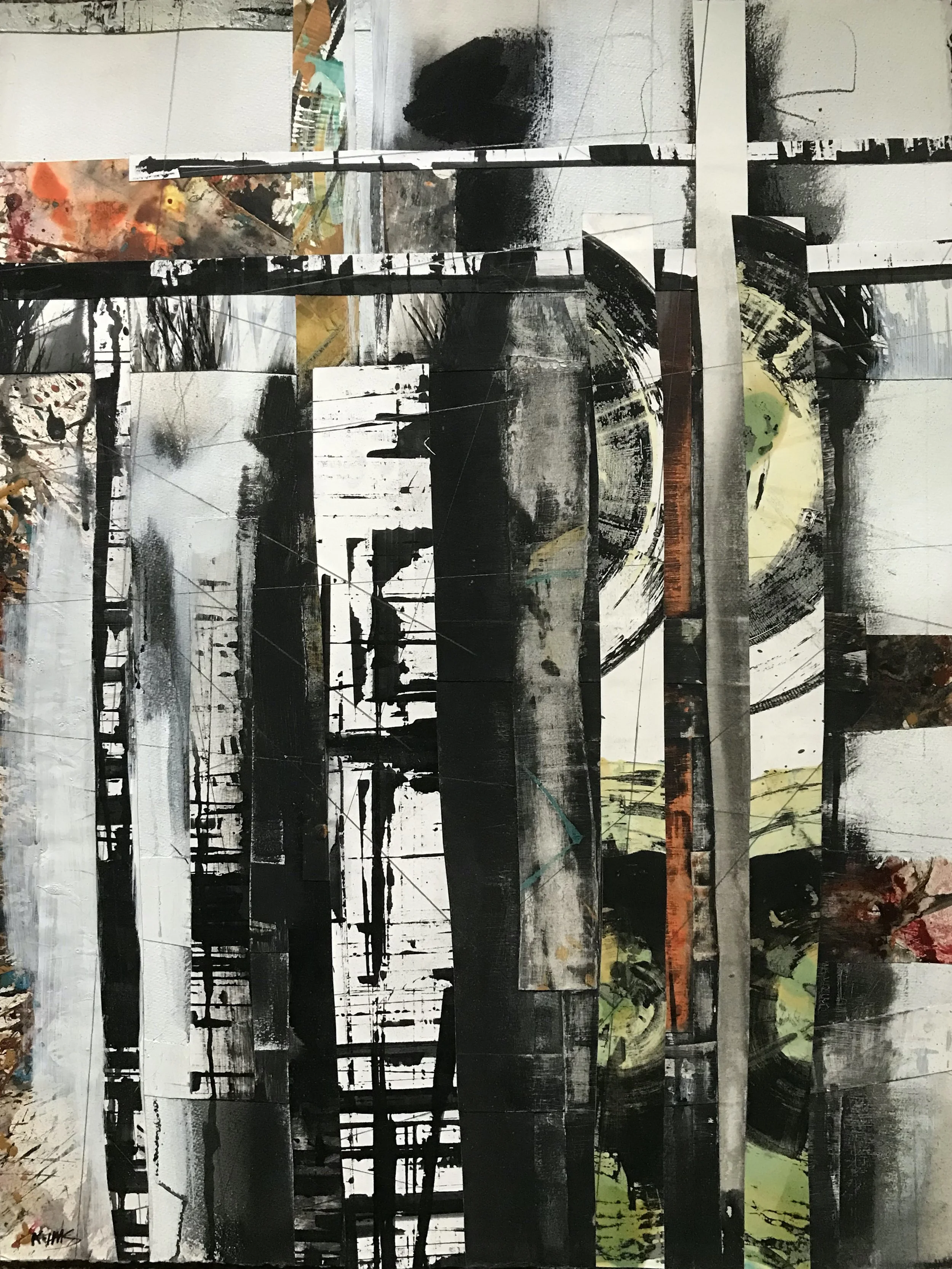 Catalyst Disjointed Reality, 30" x 22,"  Oil, Acrylic, Ink, Graphite, Mixed Media Paper On Watercolor Paper, 2021