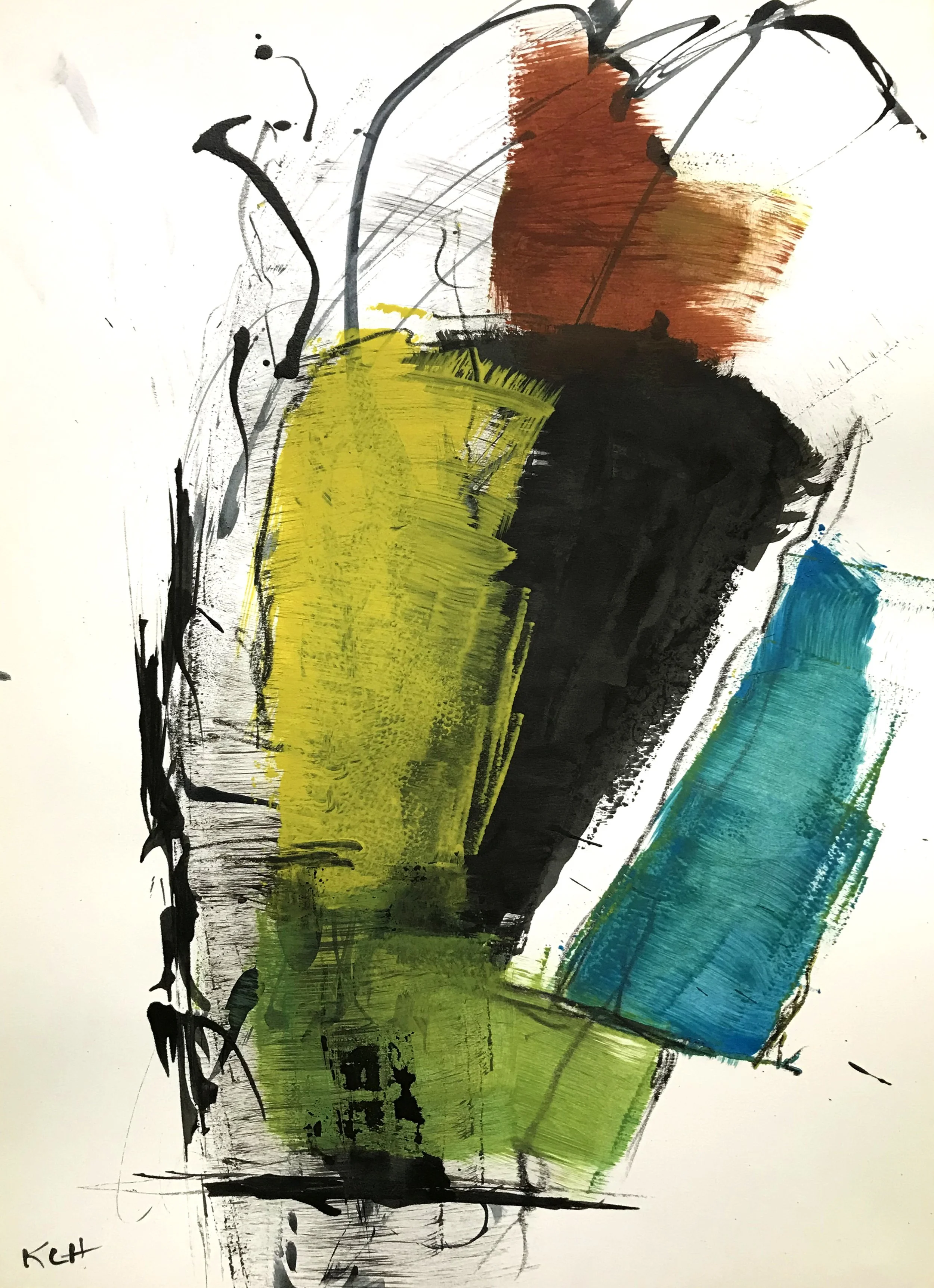 Playful Reality, #24, 17" x 11,"  Oil & Ink On Paper, 2022