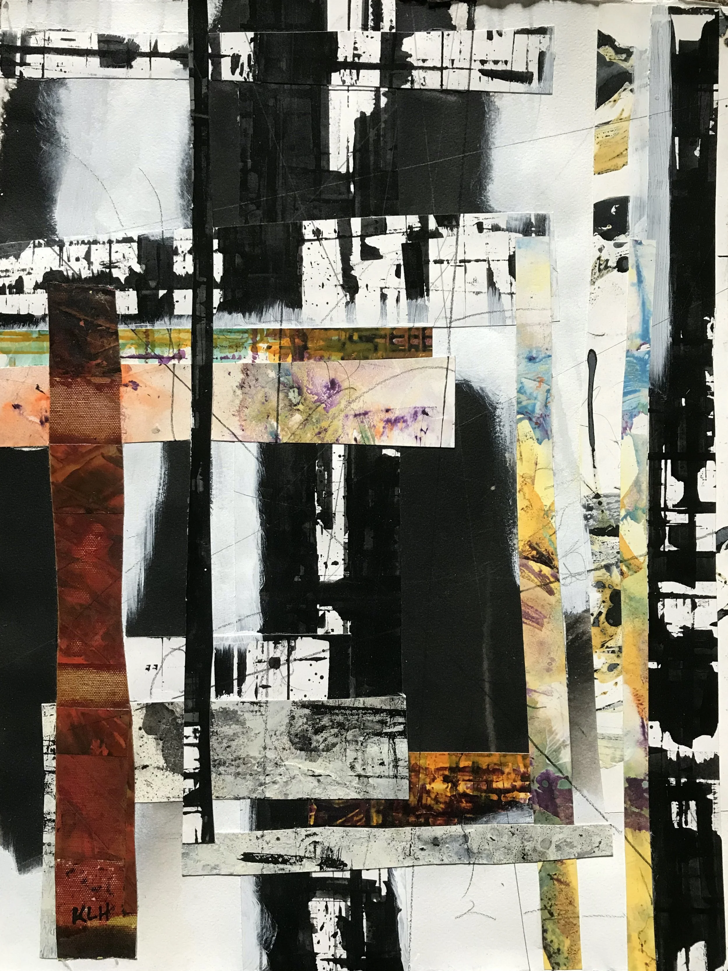 M Disjointed Reality, 20" x 16,"  Oil, Acrylic, Ink, Graphite, Mixed Media Paper On Watercolor Paper, 2021