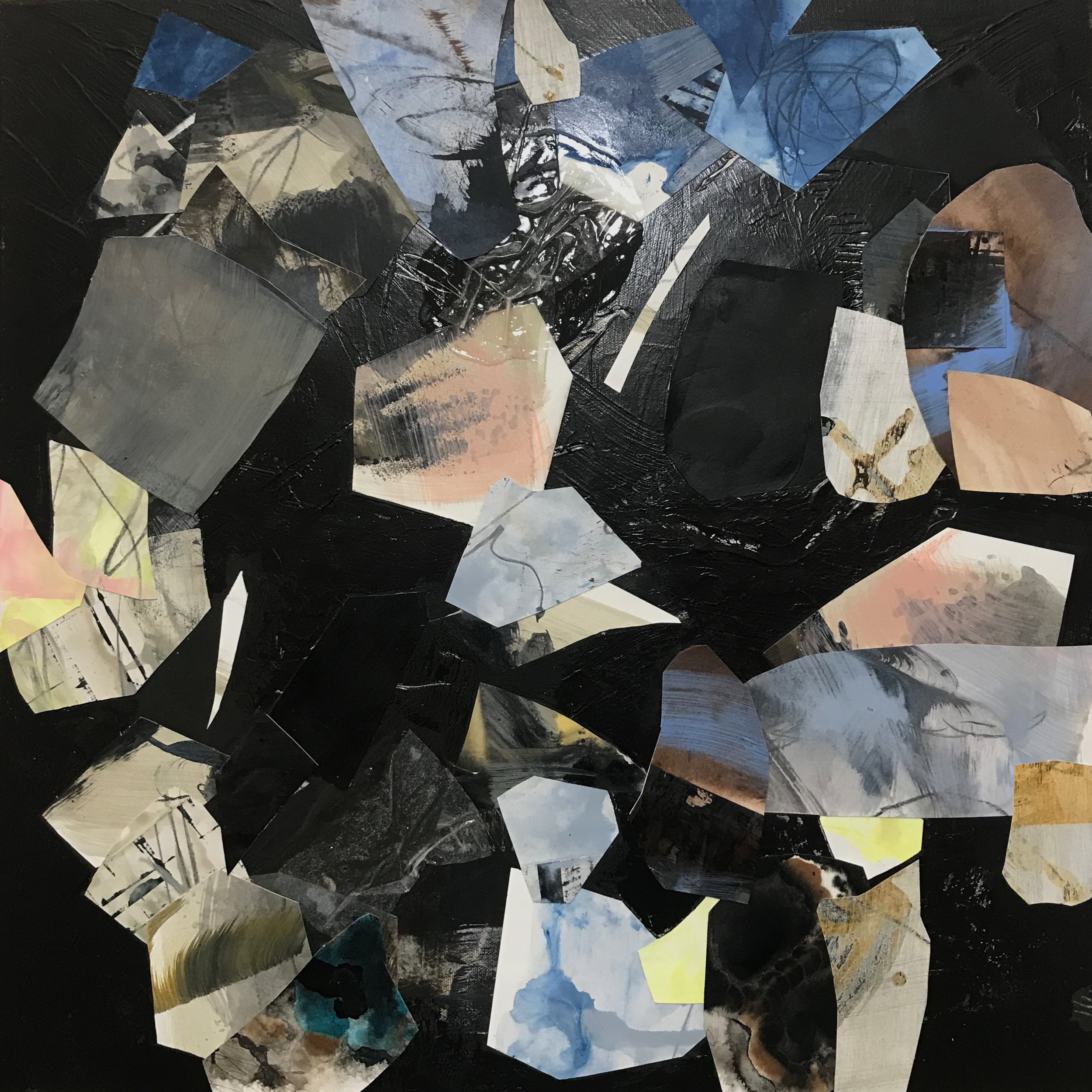 The Rambling Feast Of My Brain, 24" x 24," acrylic, sand, mixed media on canvas, 2025