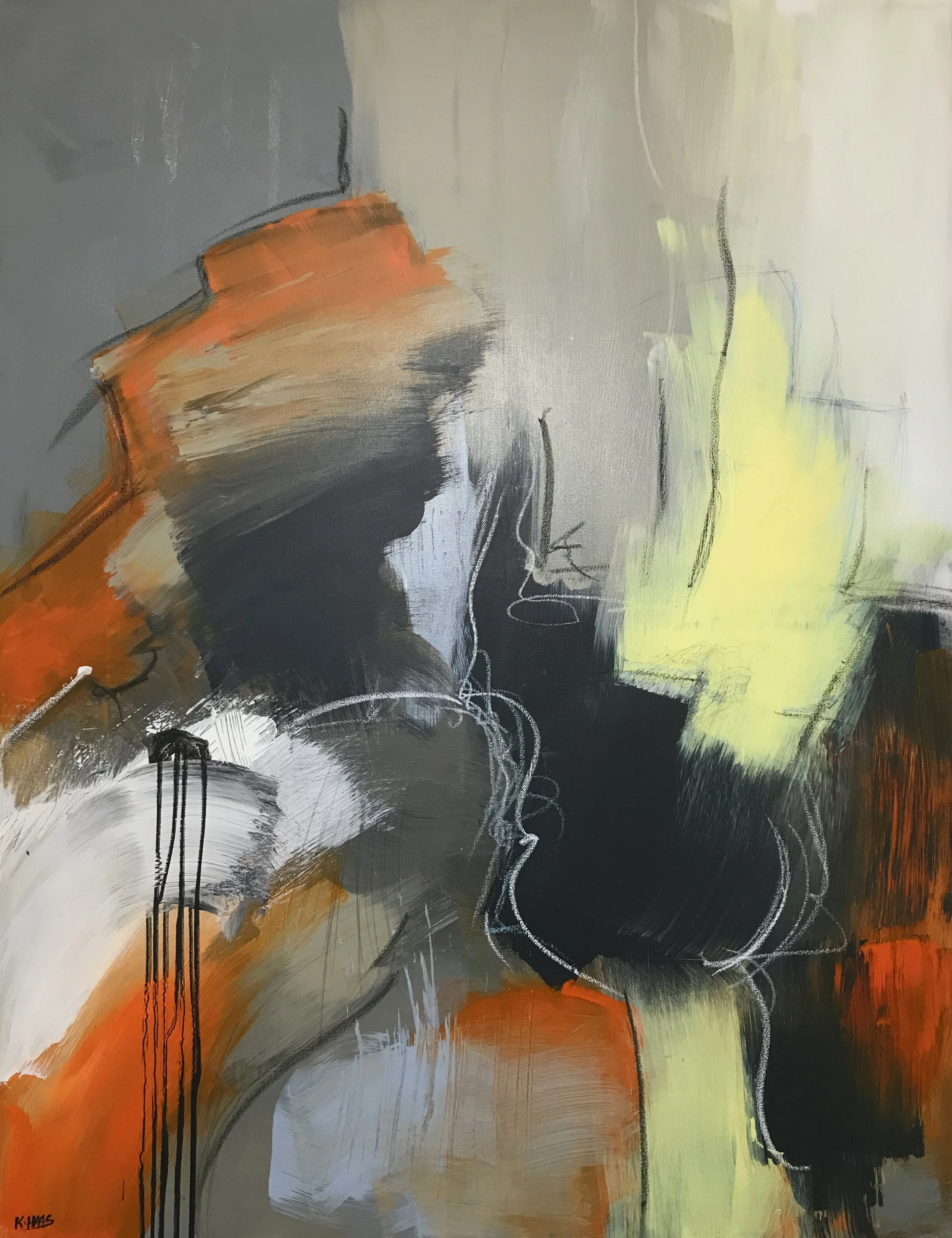 Of & Being, For What, 40" x 30,"  Acrylic, Ink, Pastel On Canvas