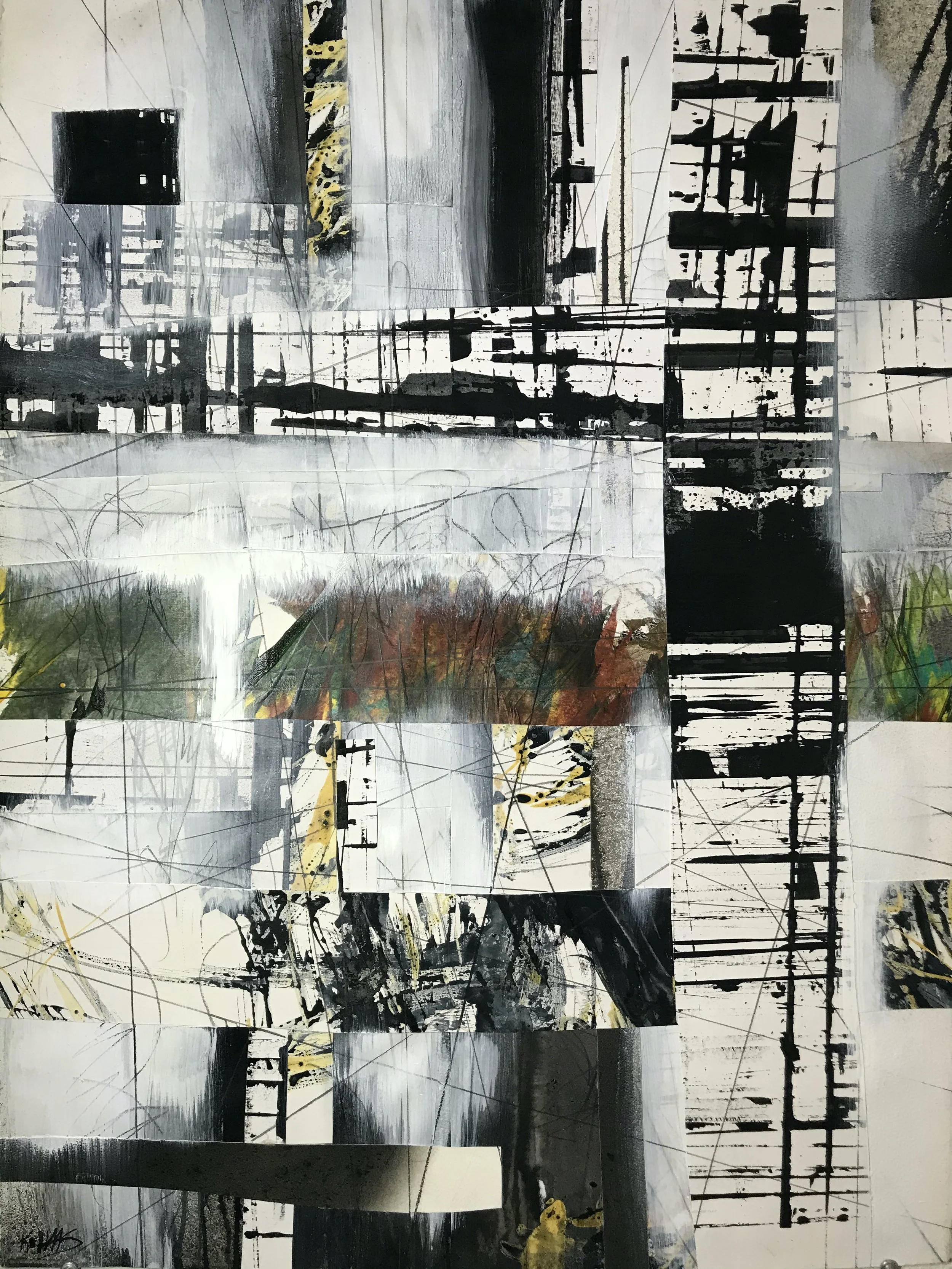 Disjointed Disjointed Reality, 30" x 22,"  Oil, Acrylic, Ink, Graphite, Mixed Media Paper On Watercolor Paper, 2021