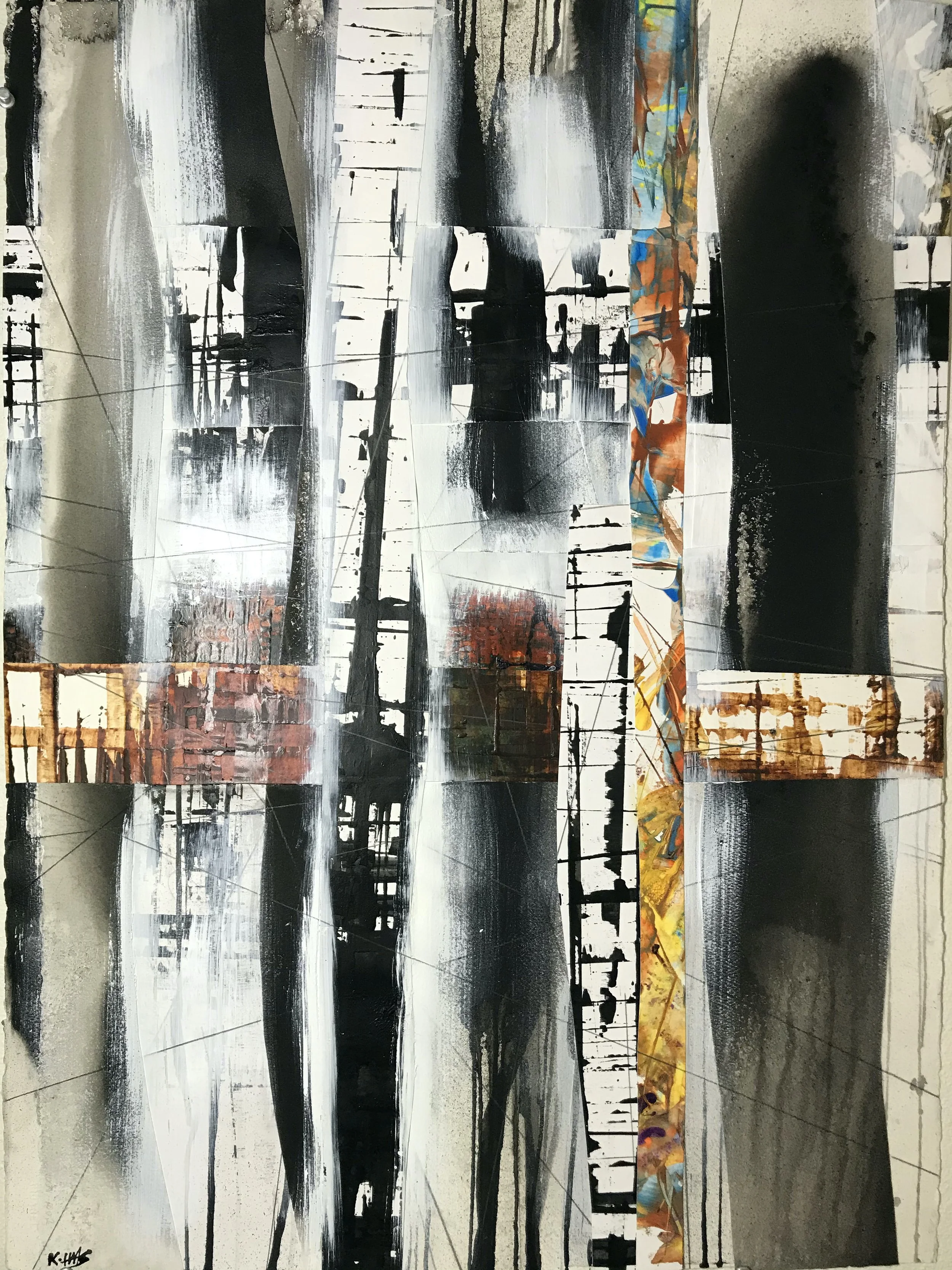 Averous Disjointed Reality, 30" x 22,"  Oil, Acrylic, Ink, Graphite, Mixed Media Paper On Watercolor Paper, 2021