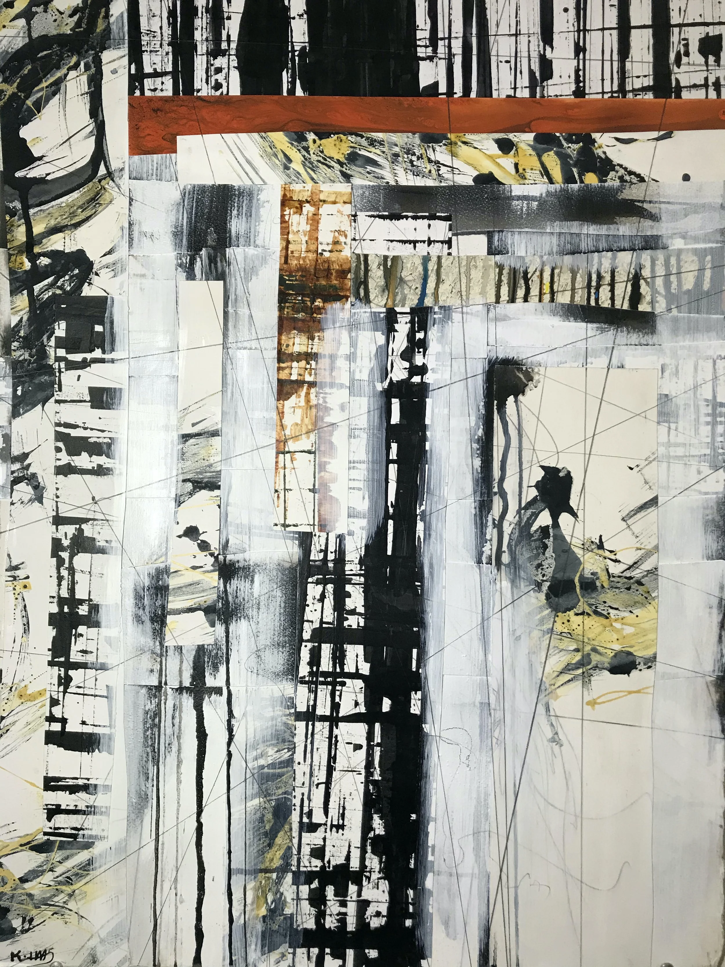 Hopeful Disjointed Reality, 30" x 22,"  Oil, Acrylic, Ink, Graphite, Mixed Media Paper On Watercolor Paper, 2021