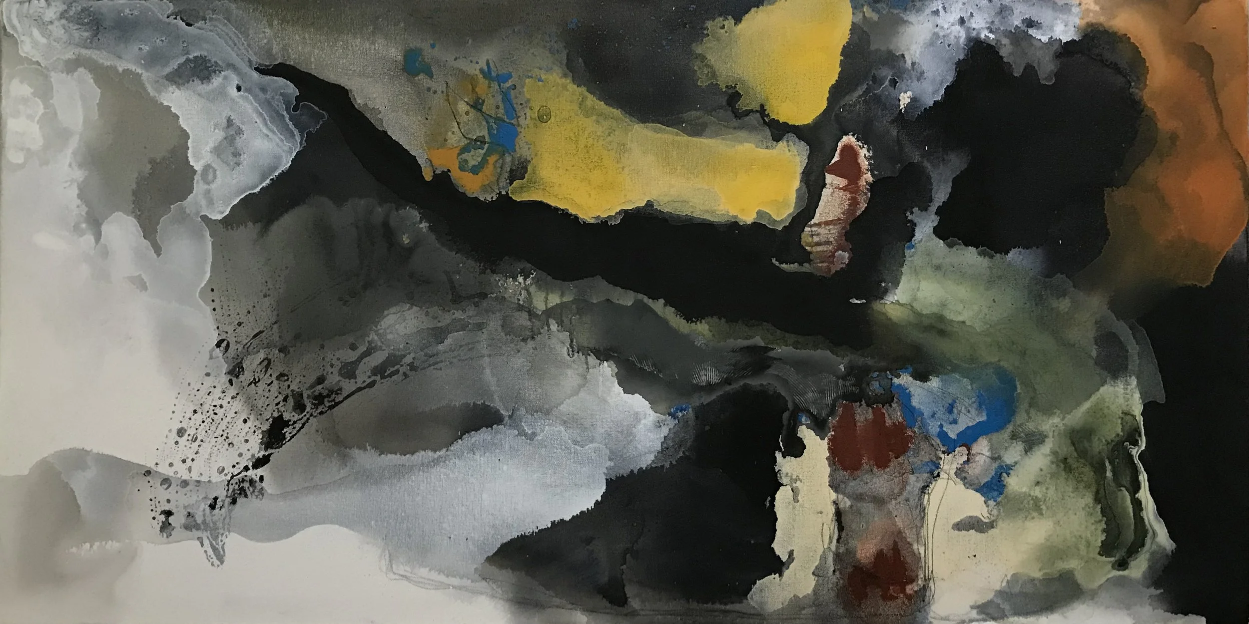 Series 16, The Happening, 24" x 48,"  Acrylic, Ink, Mineral Spirits On Canvas, 2023