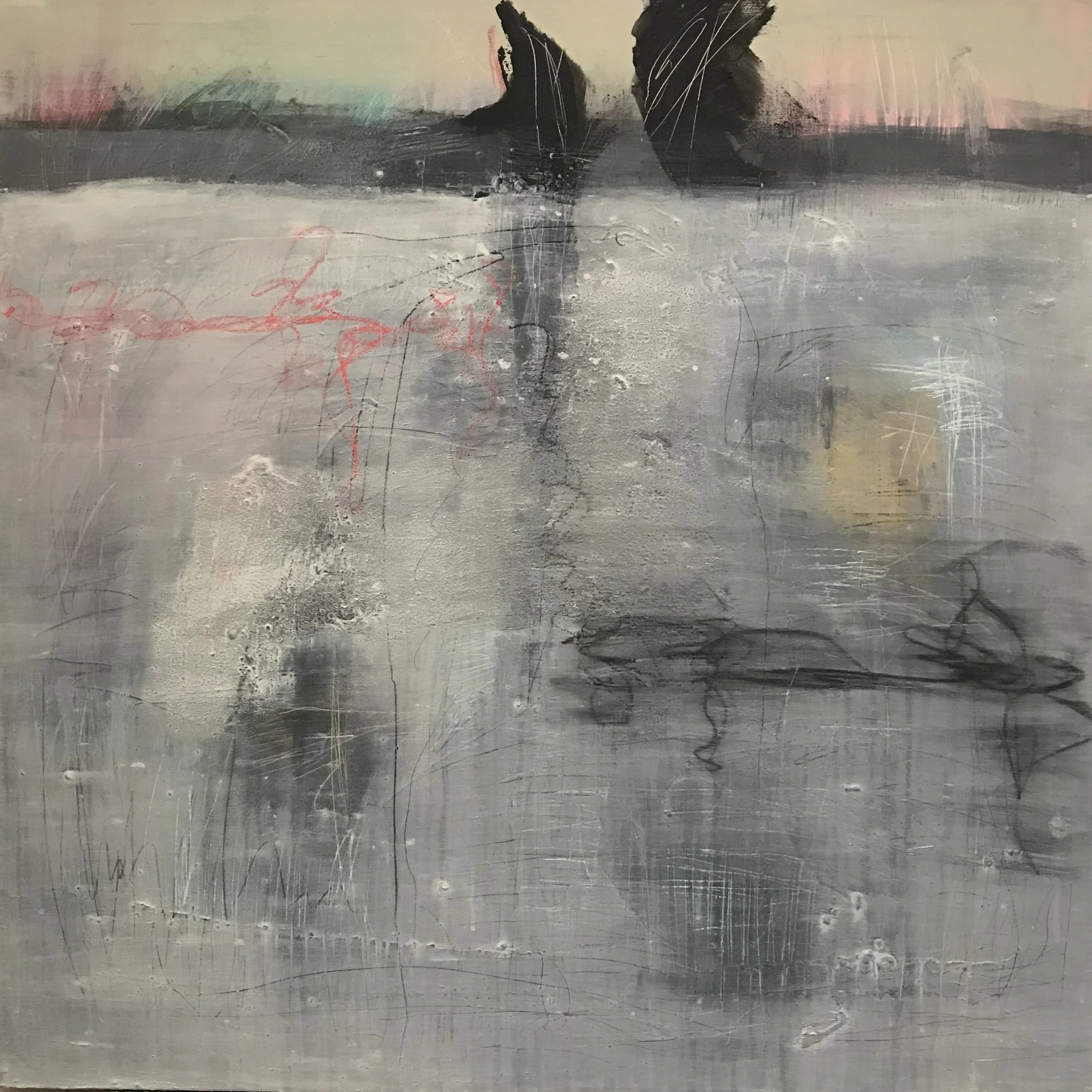 The Breath Of Memory, The Nameless One, 36" x 36,"  Acrylic, Ink, Wax, Impasto, Acrylpro, Charcoal, Pastel On Canvas, 2026