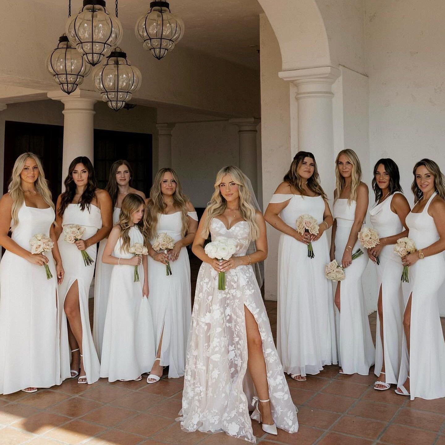 Thinking about #bridesmaidsinwhite ? Here is your inspo to forget taboo and just DO IT 🤩!!!

 @samanthafurno - you legend. Elegant, classic &amp; proving white can be simply stunning 🕊️

Bridesmaids wearing @dessygroup paired up in styles and fabri