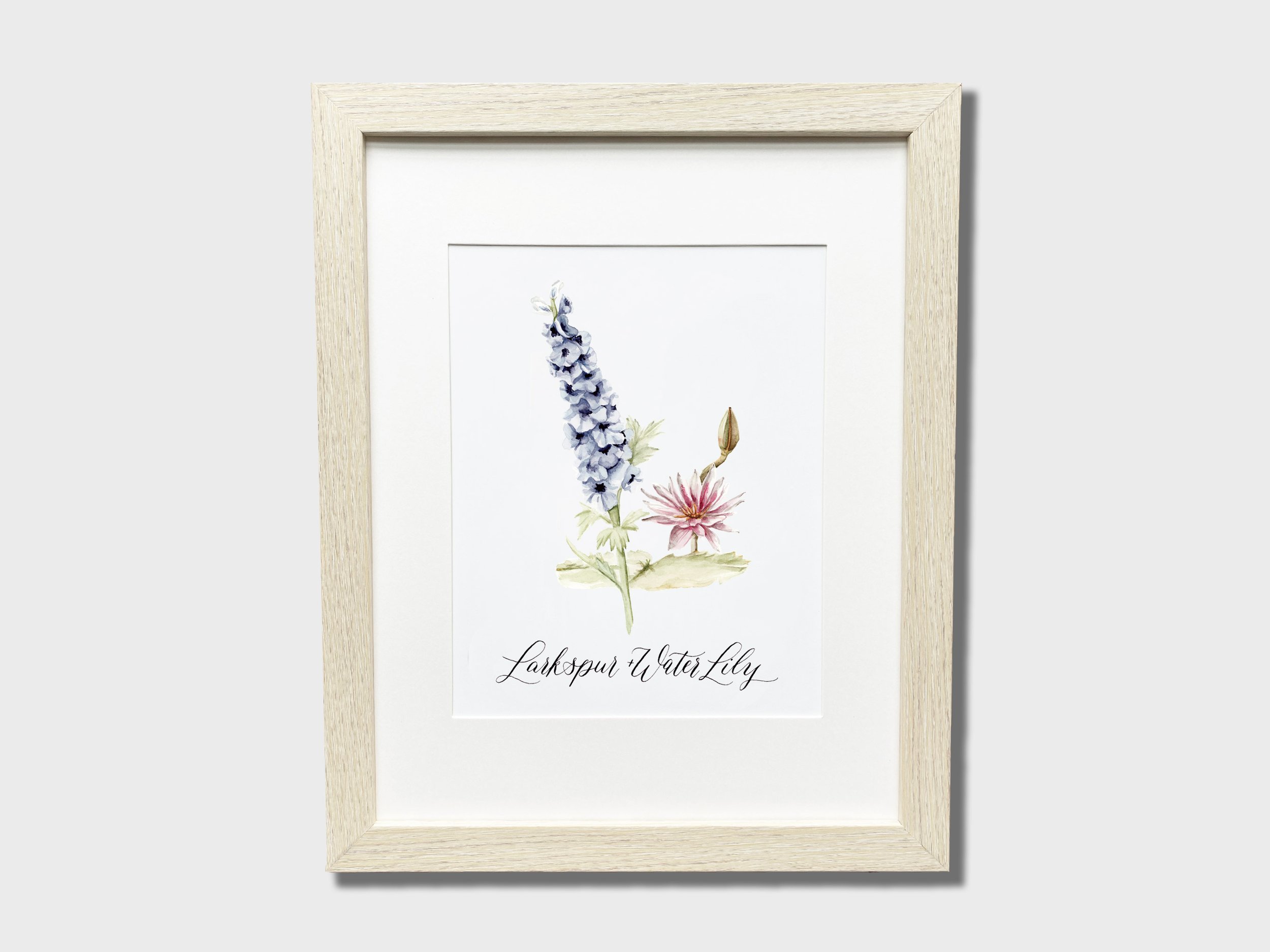 July Birth Flowers Watercolor Print framed